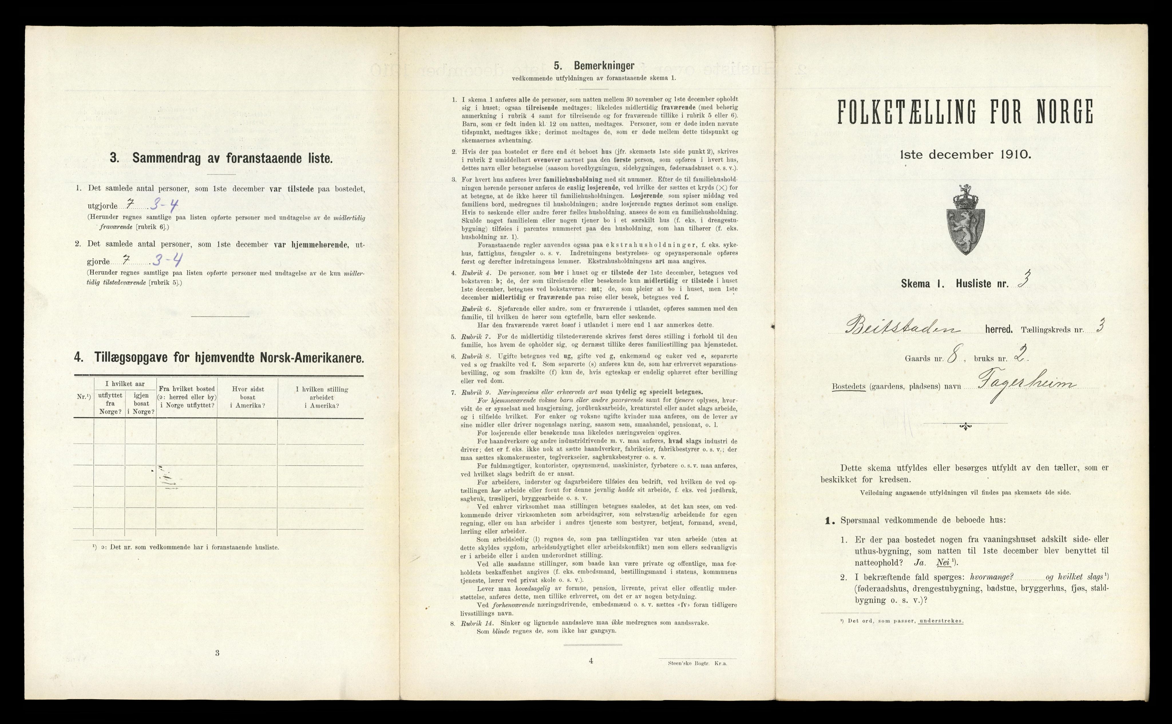 RA, 1910 census for Beitstad, 1910, p. 215