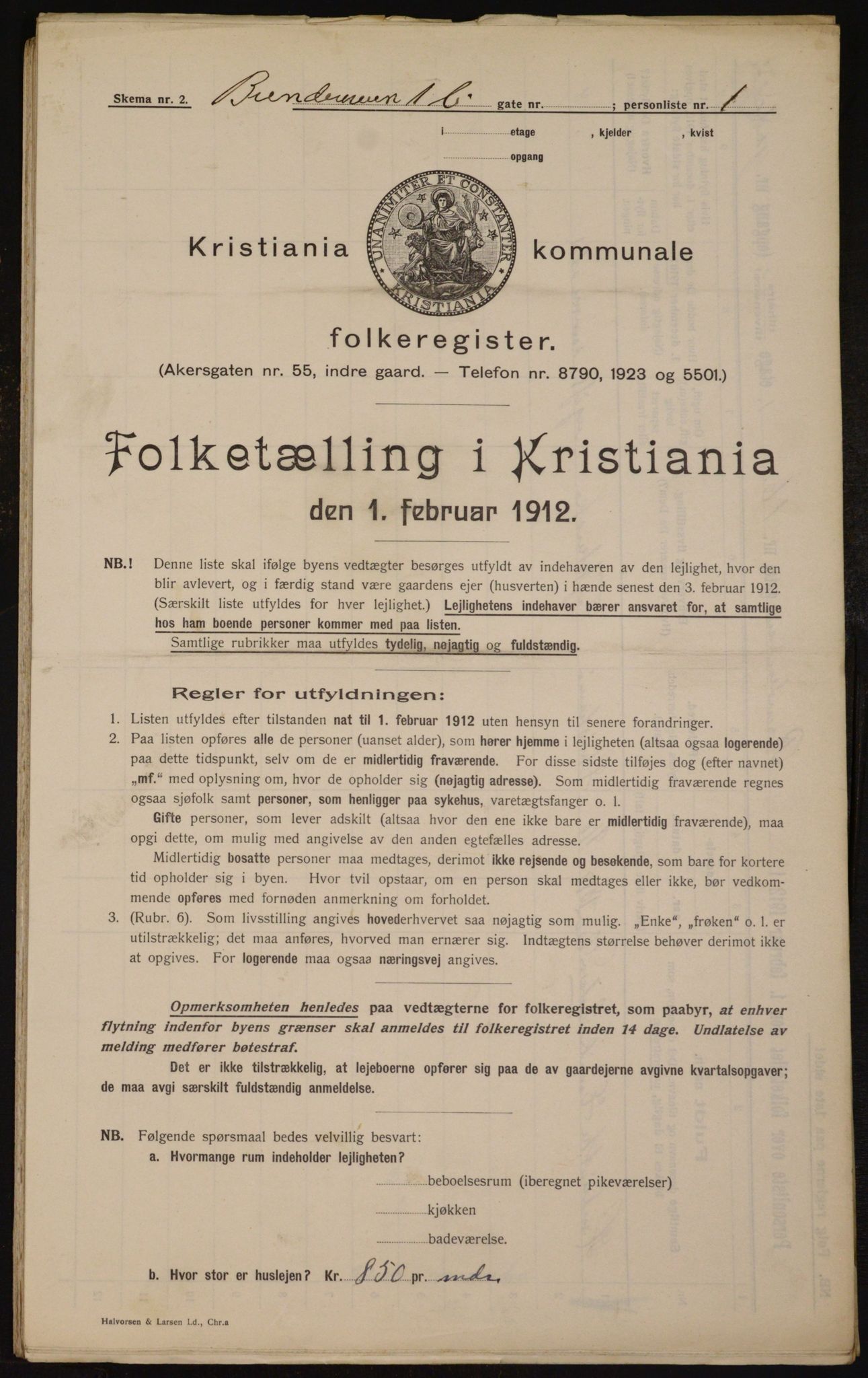 OBA, Municipal Census 1912 for Kristiania, 1912, p. 8519