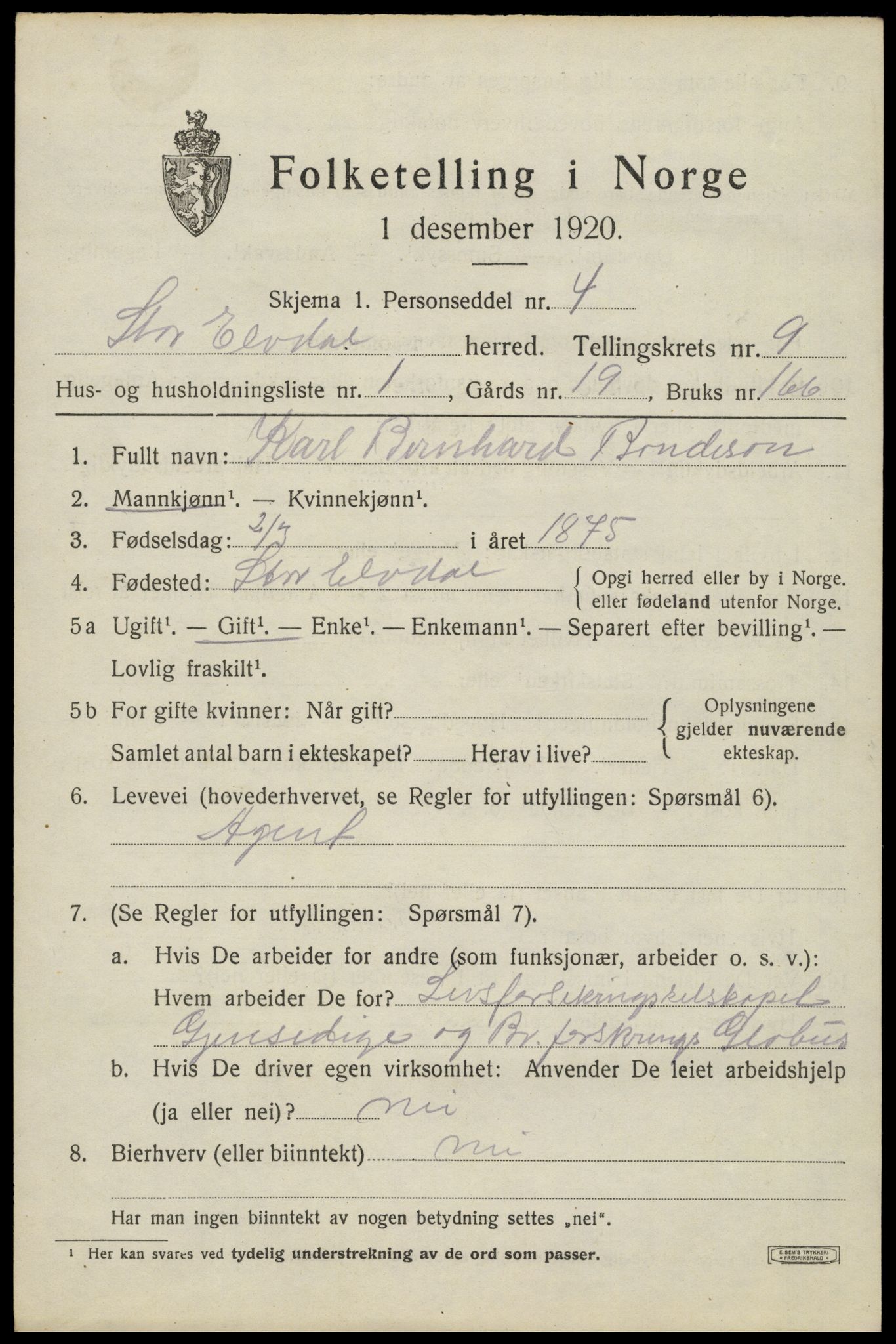 SAH, 1920 census for Stor-Elvdal, 1920, p. 8450