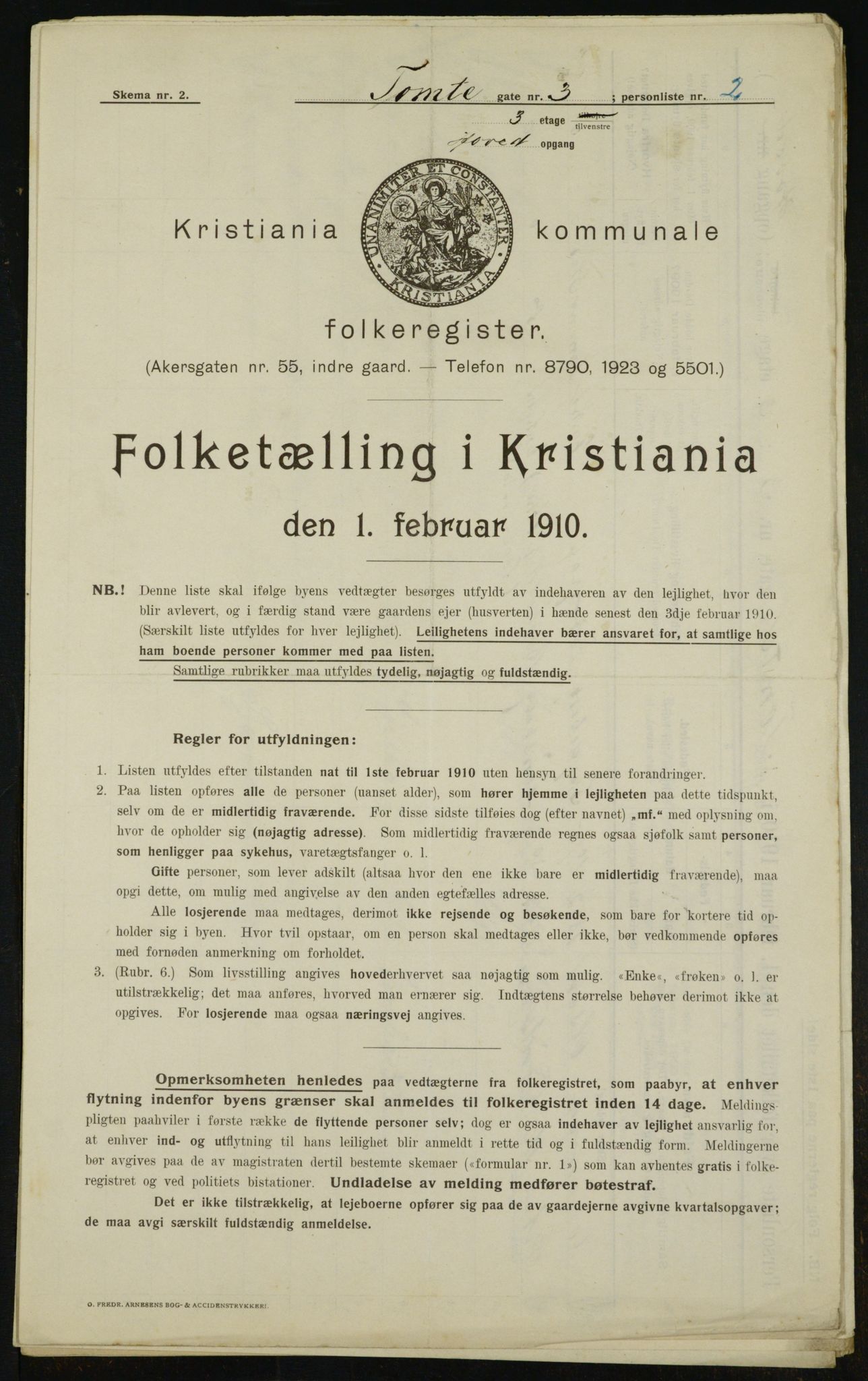 OBA, Municipal Census 1910 for Kristiania, 1910, p. 107644