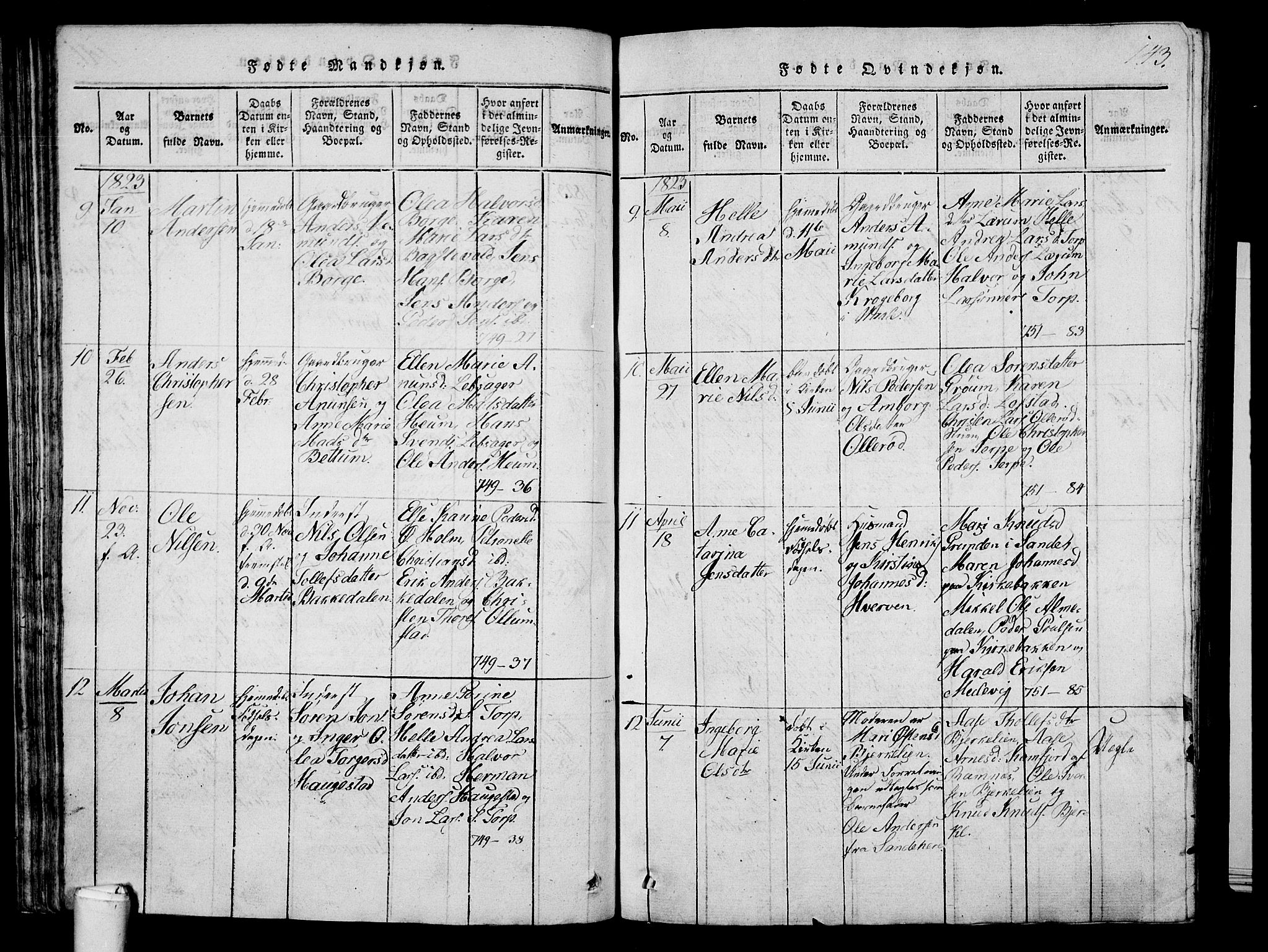 Våle kirkebøker, AV/SAKO-A-334/G/Ga/L0001: Parish register (copy) no. I 1, 1814-1824, p. 142-143