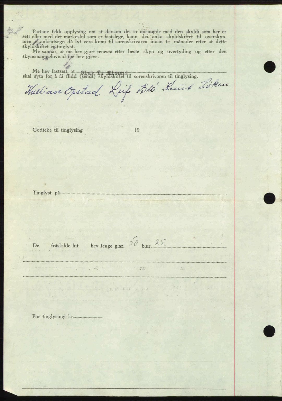 Romsdal sorenskriveri, AV/SAT-A-4149/1/2/2C: Mortgage book no. A32, 1950-1950, Diary no: : 73/1950