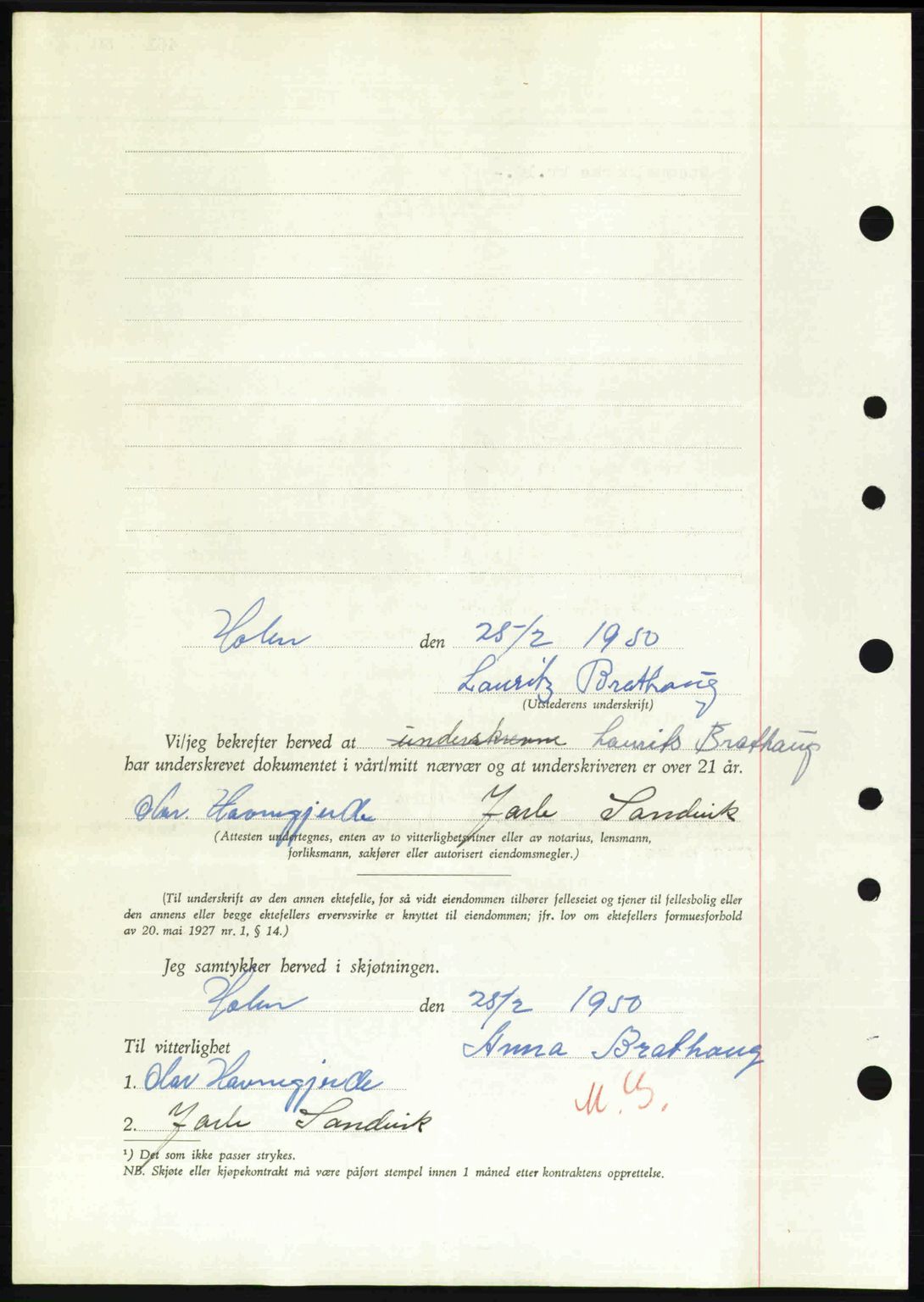 Nordre Sunnmøre sorenskriveri, AV/SAT-A-0006/1/2/2C/2Ca: Mortgage book no. A33, 1949-1950, Diary no: : 461/1950