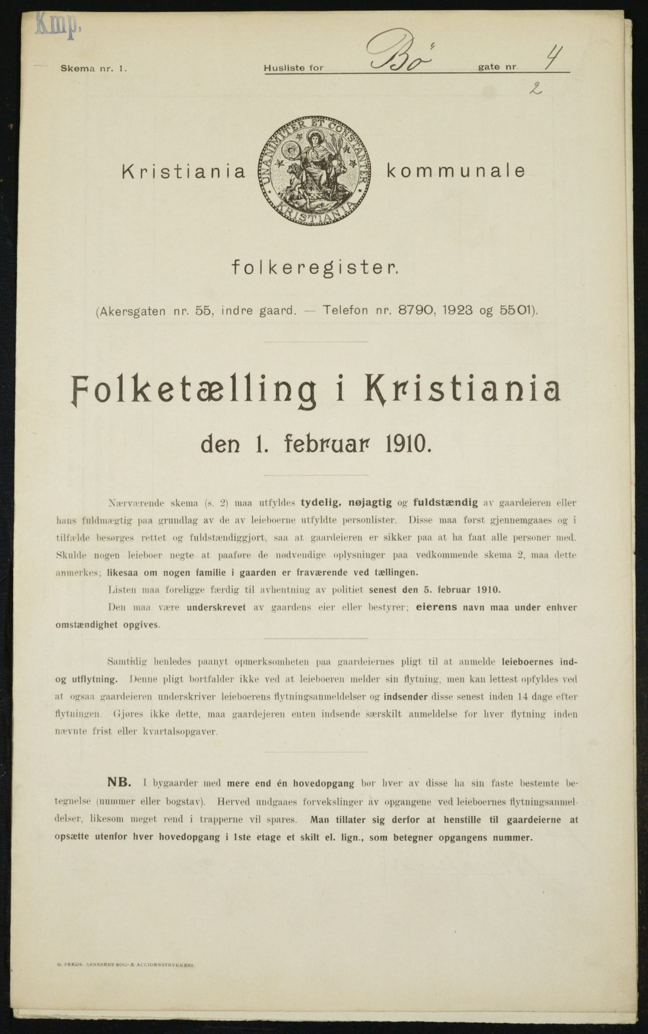 OBA, Municipal Census 1910 for Kristiania, 1910, p. 10664