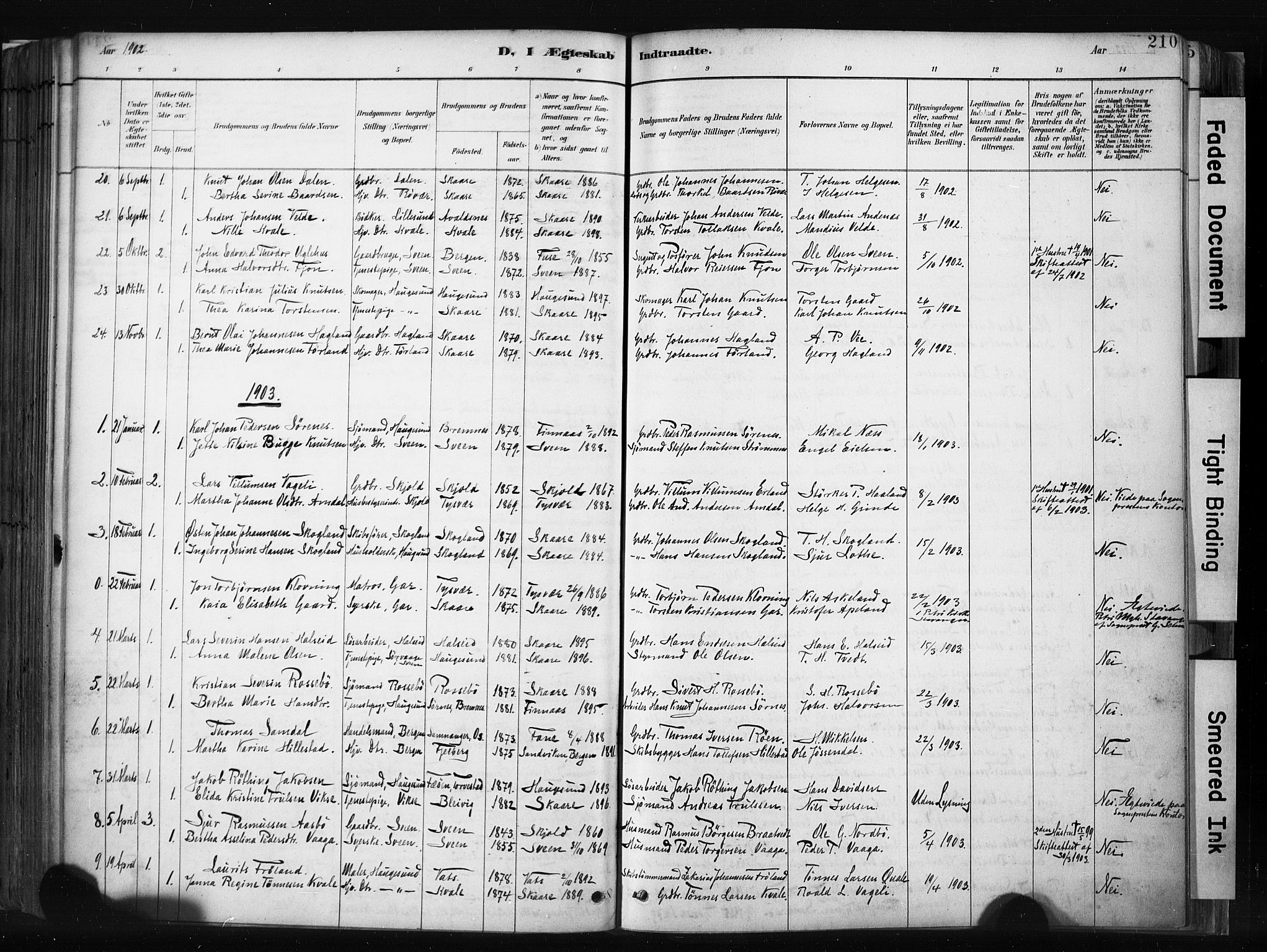 Haugesund sokneprestkontor, AV/SAST-A -101863/H/Ha/Haa/L0004: Parish register (official) no. A 4, 1886-1908, p. 210