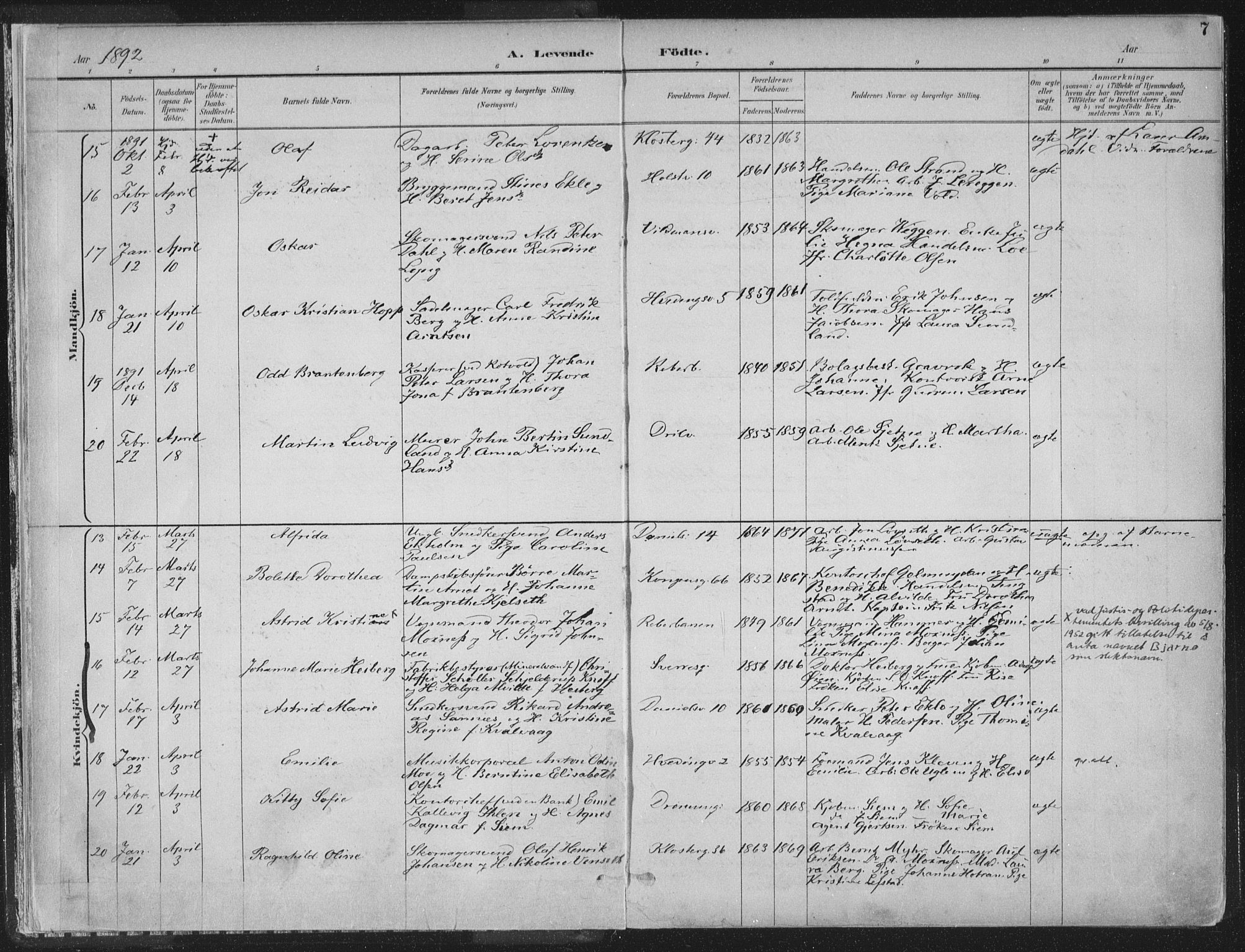 Ministerialprotokoller, klokkerbøker og fødselsregistre - Sør-Trøndelag, SAT/A-1456/601/L0062: Parish register (official) no. 601A30, 1891-1911, p. 7