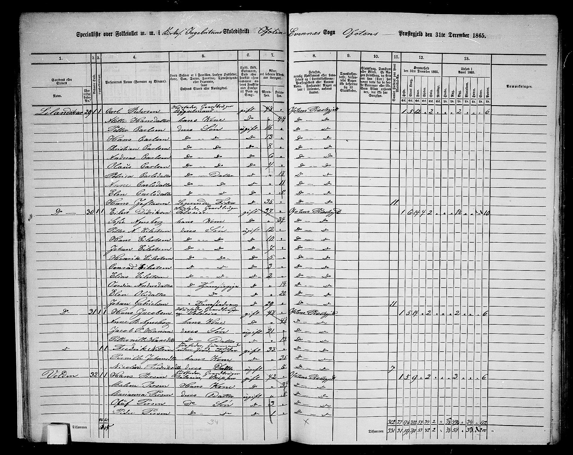 RA, 1865 census for Ofoten, 1865, p. 22