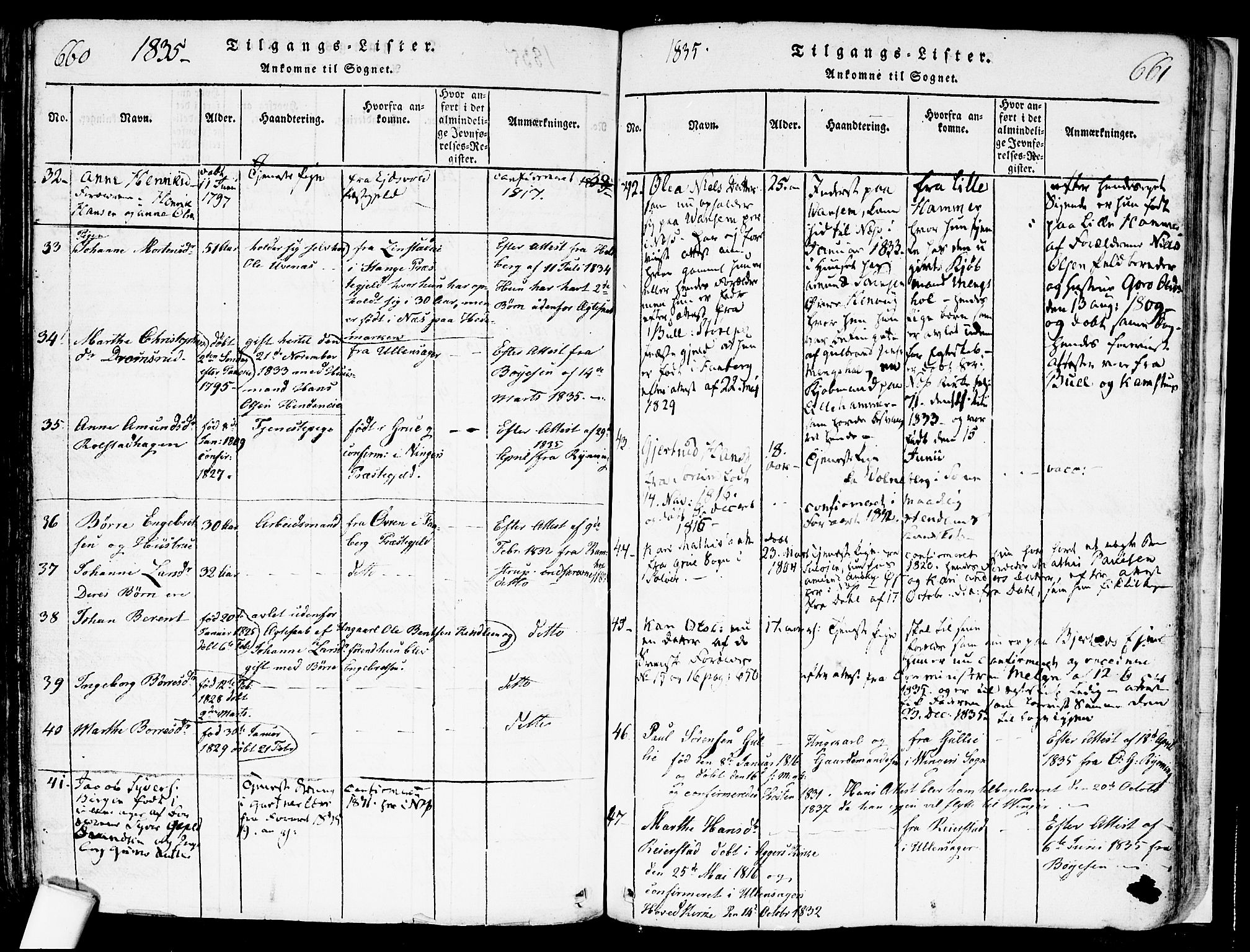 Nes prestekontor Kirkebøker, SAO/A-10410/F/Fa/L0005: Parish register (official) no. I 5, 1815-1835, p. 660-661