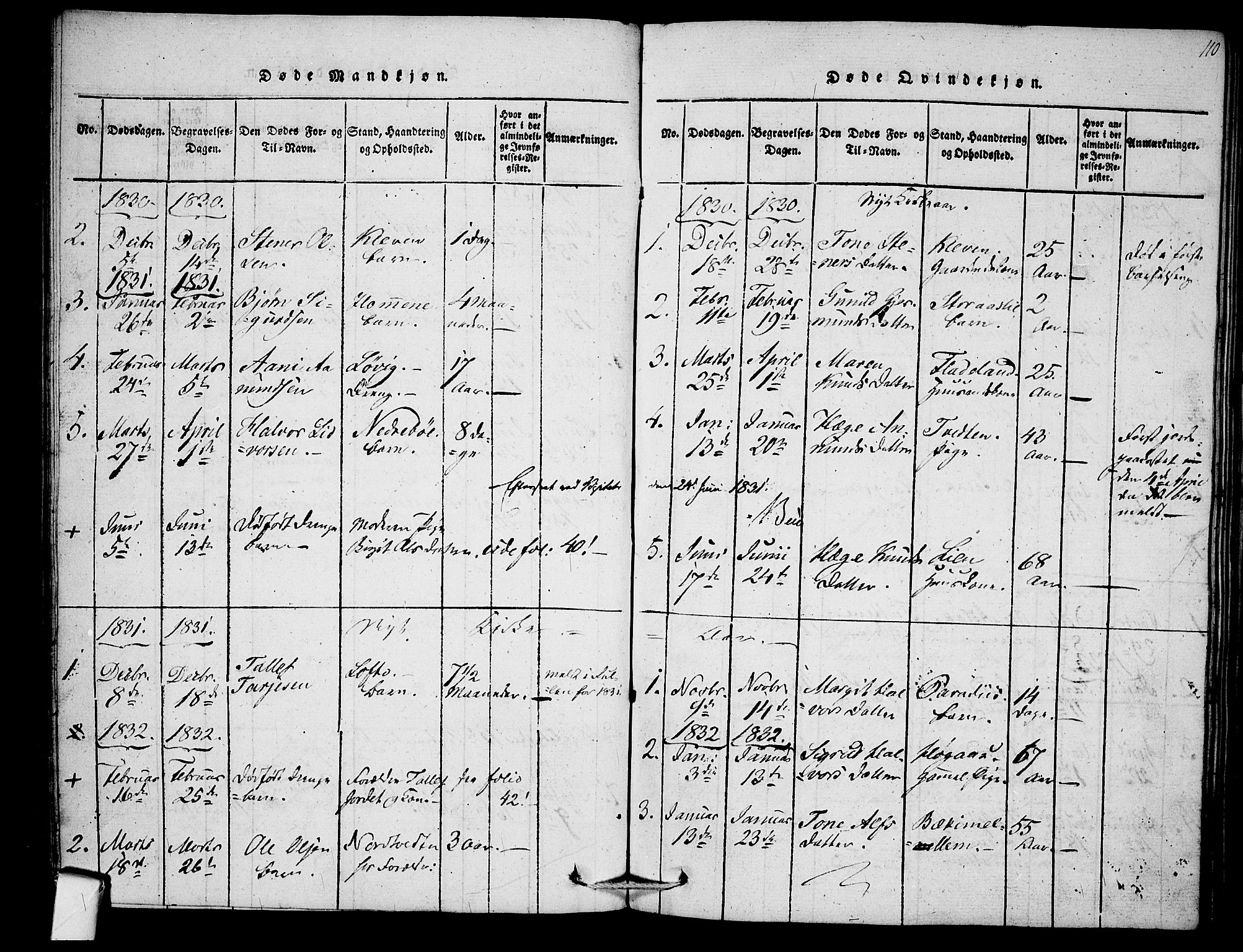 Mo kirkebøker, SAKO/A-286/F/Fb/L0001: Parish register (official) no. II 1, 1814-1844, p. 110