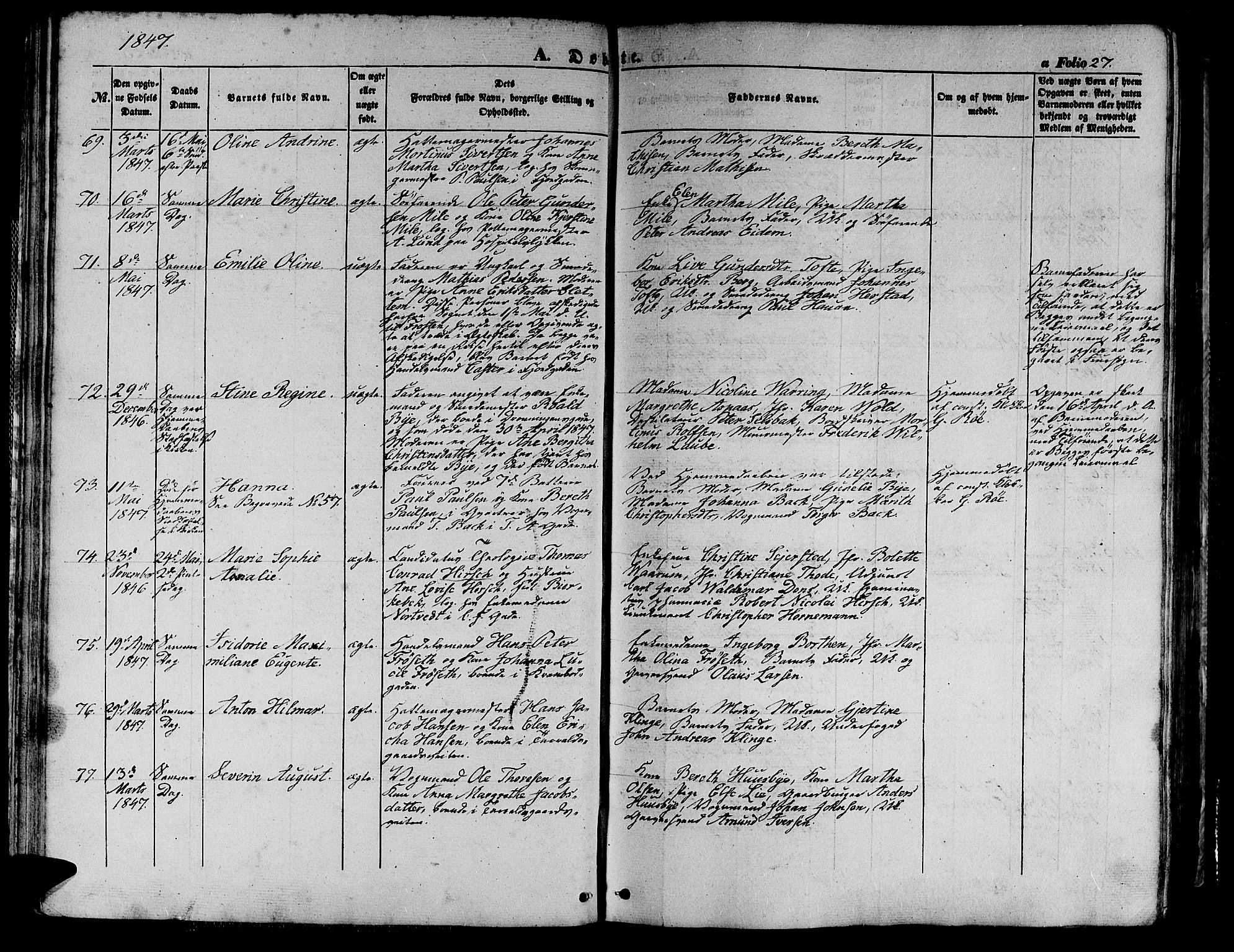 Ministerialprotokoller, klokkerbøker og fødselsregistre - Sør-Trøndelag, AV/SAT-A-1456/602/L0137: Parish register (copy) no. 602C05, 1846-1856, p. 27