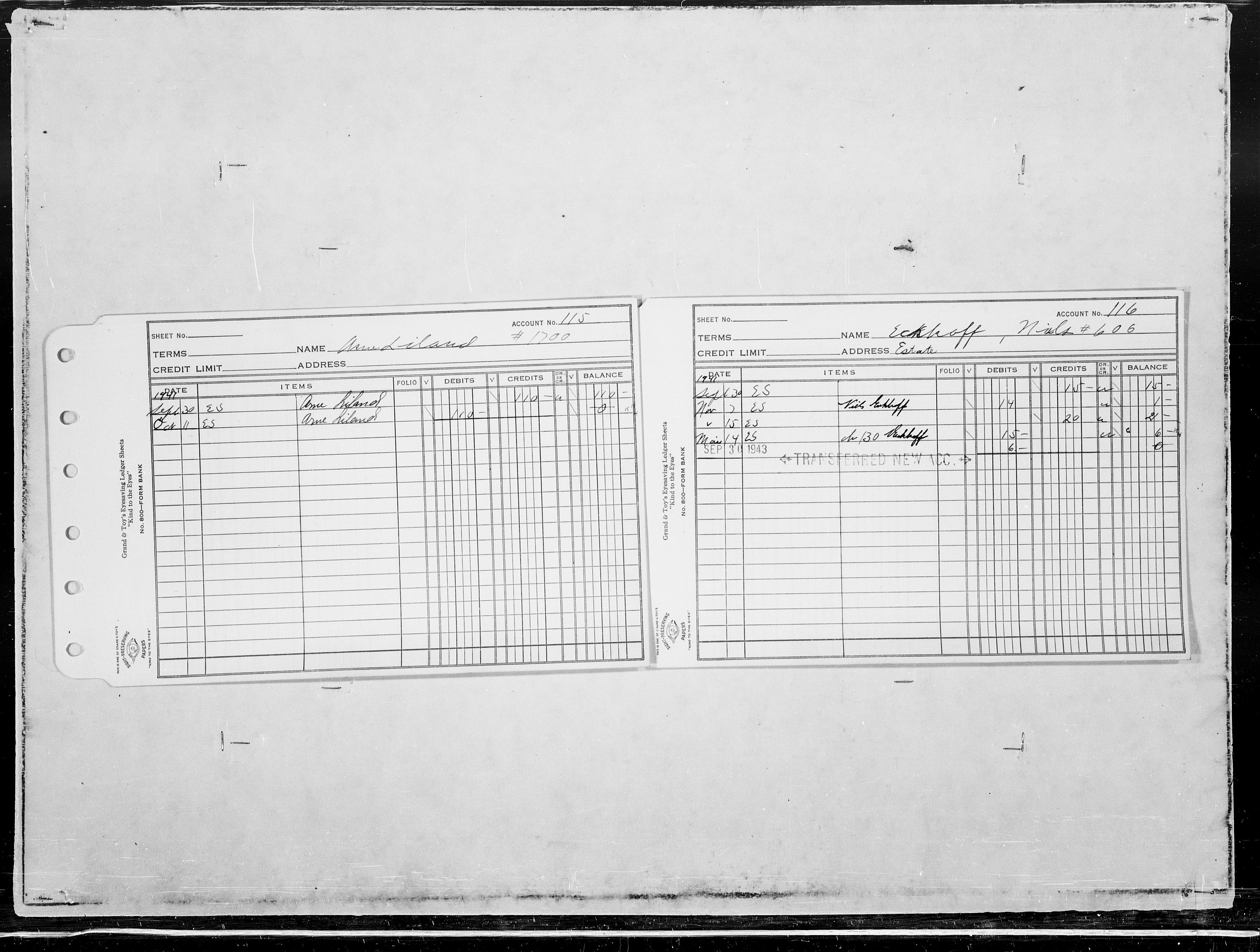 Forsvaret, Flyvåpnenes treningsleir 1940-1945, AV/RA-RAFA-3974/V/L0022: Regnskaper.  Se "Index" for detaljert oversikt over innholdet., 1940-1945