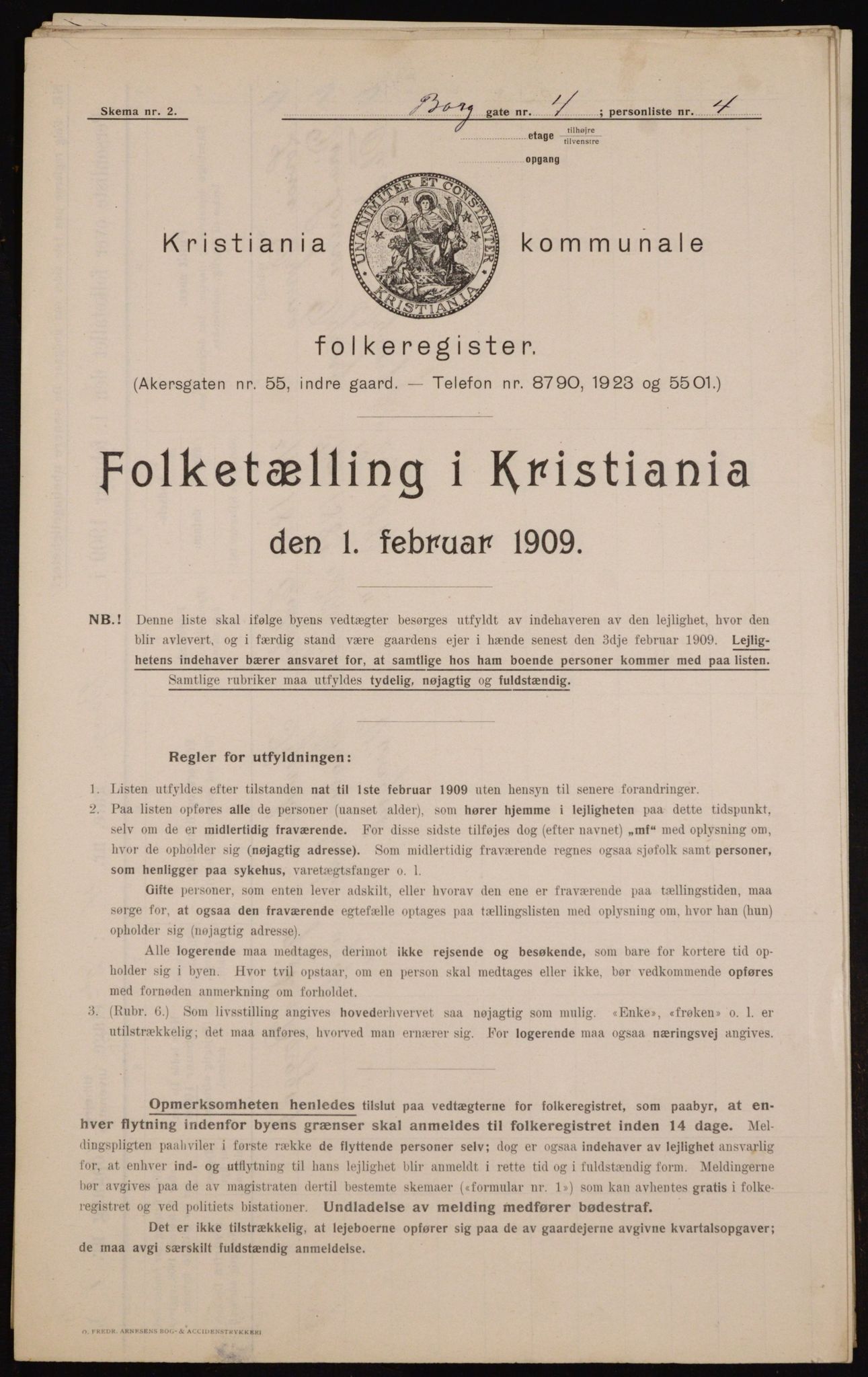 OBA, Municipal Census 1909 for Kristiania, 1909, p. 7218