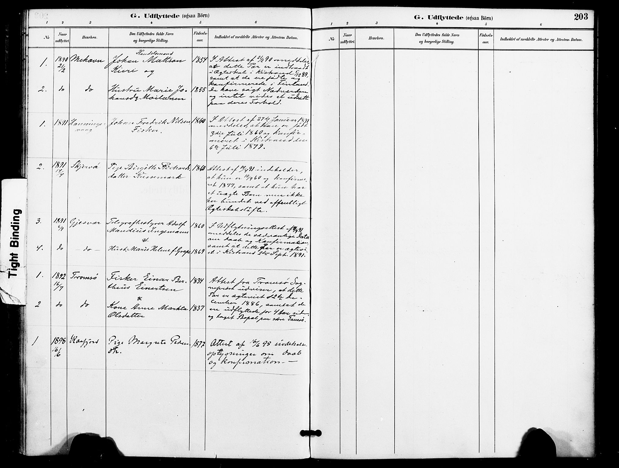 Kistrand/Porsanger sokneprestembete, AV/SATØ-S-1351/H/Ha/L0008.kirke: Parish register (official) no. 8, 1890-1898, p. 203