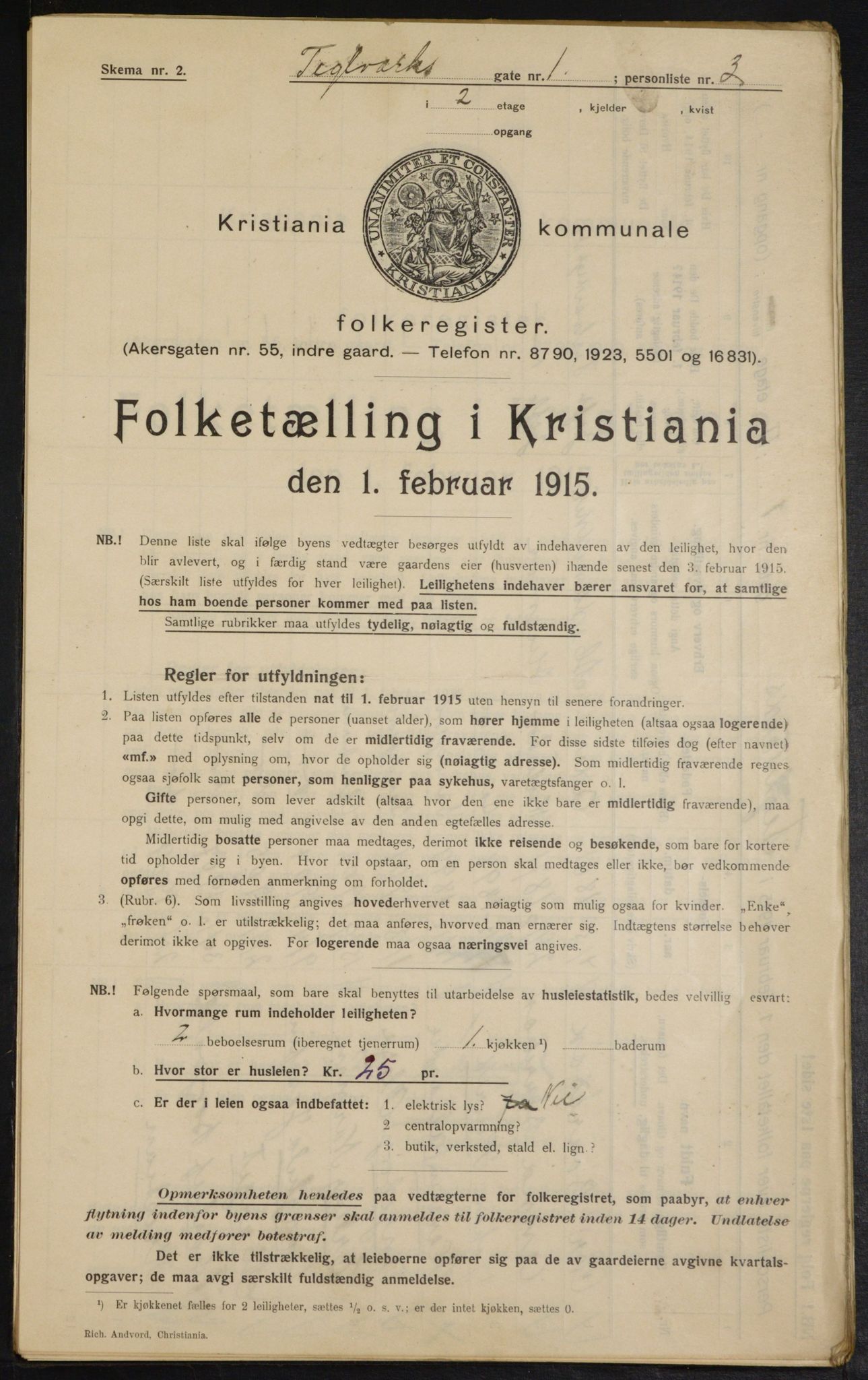 OBA, Municipal Census 1915 for Kristiania, 1915, p. 107592