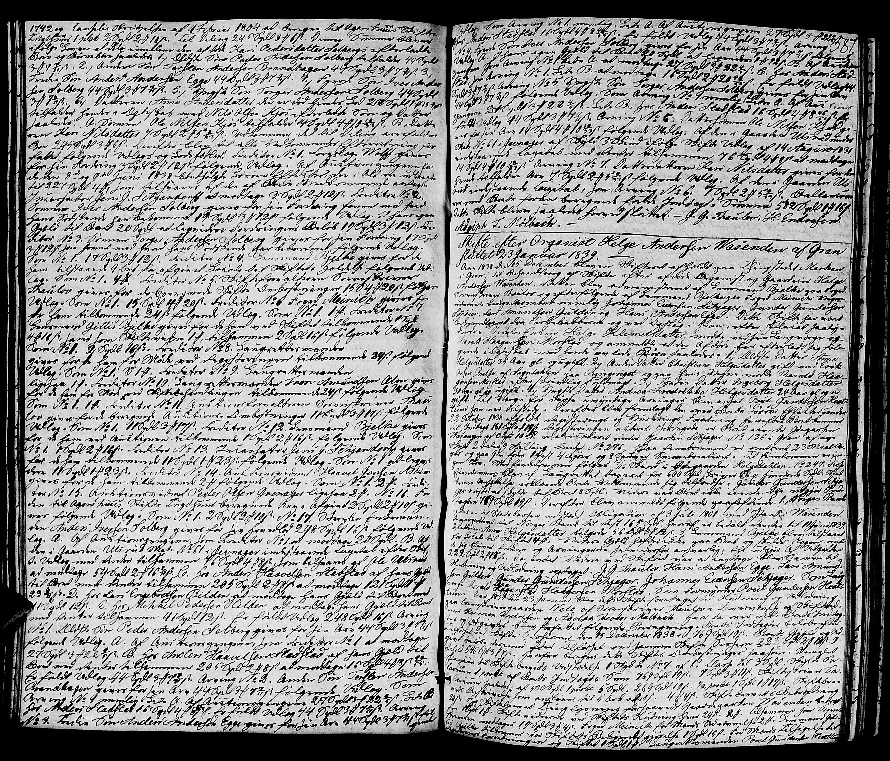 Hadeland og Land tingrett, SAH/TING-010/J/Ja/L0002: Skifteprotokoll, 1806-1843, p. 586b-587a