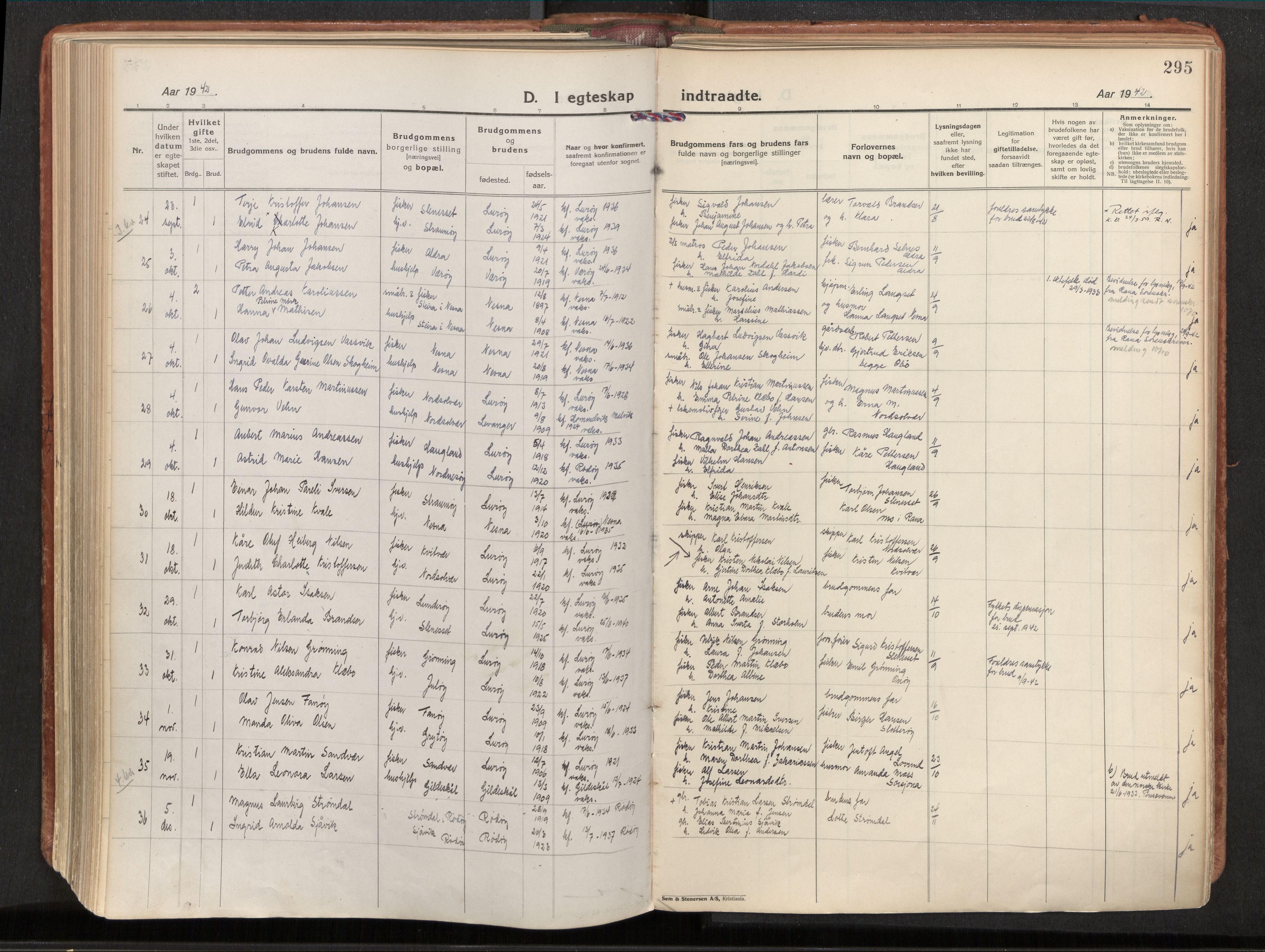 Ministerialprotokoller, klokkerbøker og fødselsregistre - Nordland, AV/SAT-A-1459/839/L0570: Parish register (official) no. 839A07, 1923-1942, p. 295