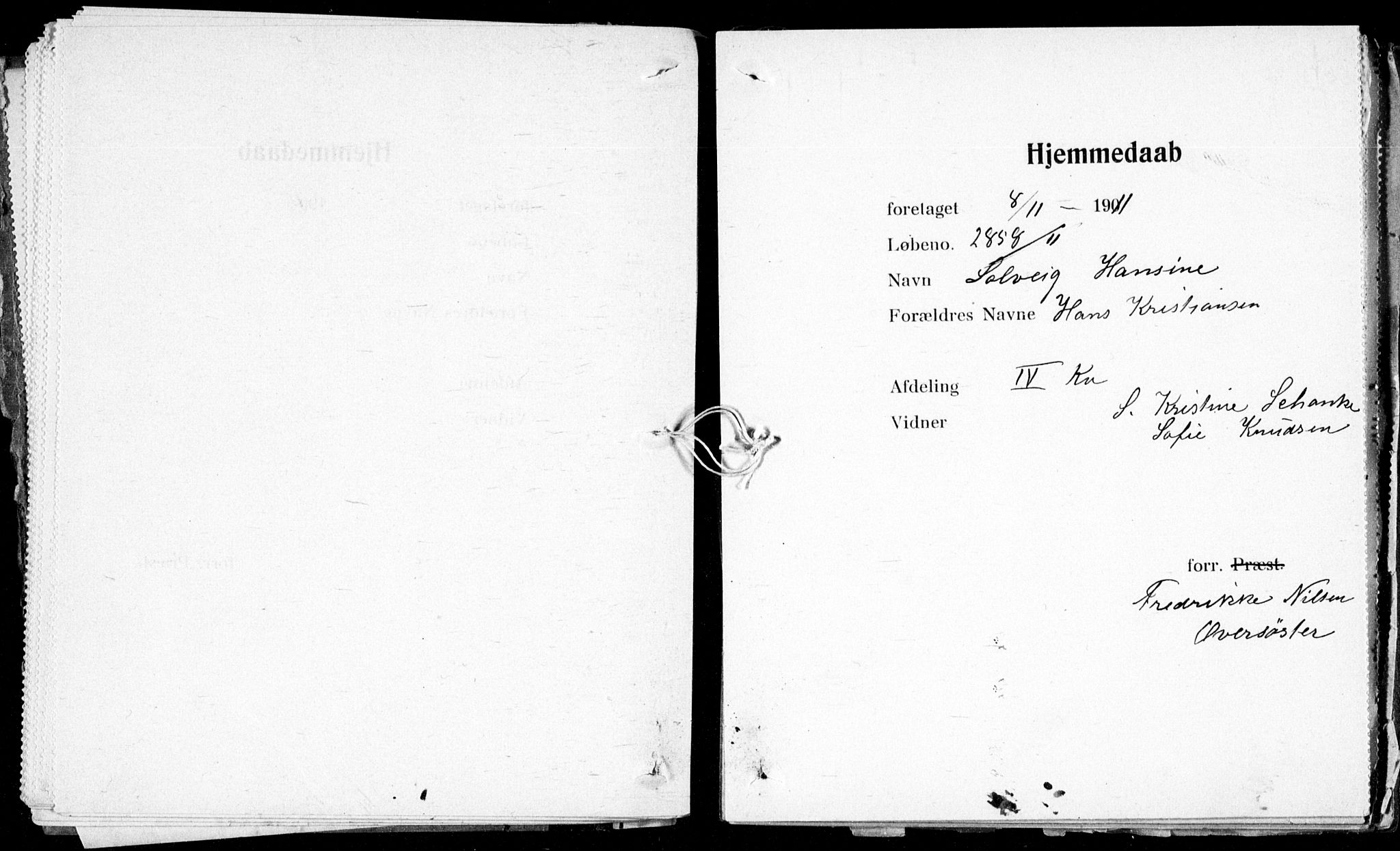 Ullevål sykehus prestekontor Kirkebøker, AV/SAO-A-10542a/K/Ka/L0002: Baptism register no. 2, 1907-1924