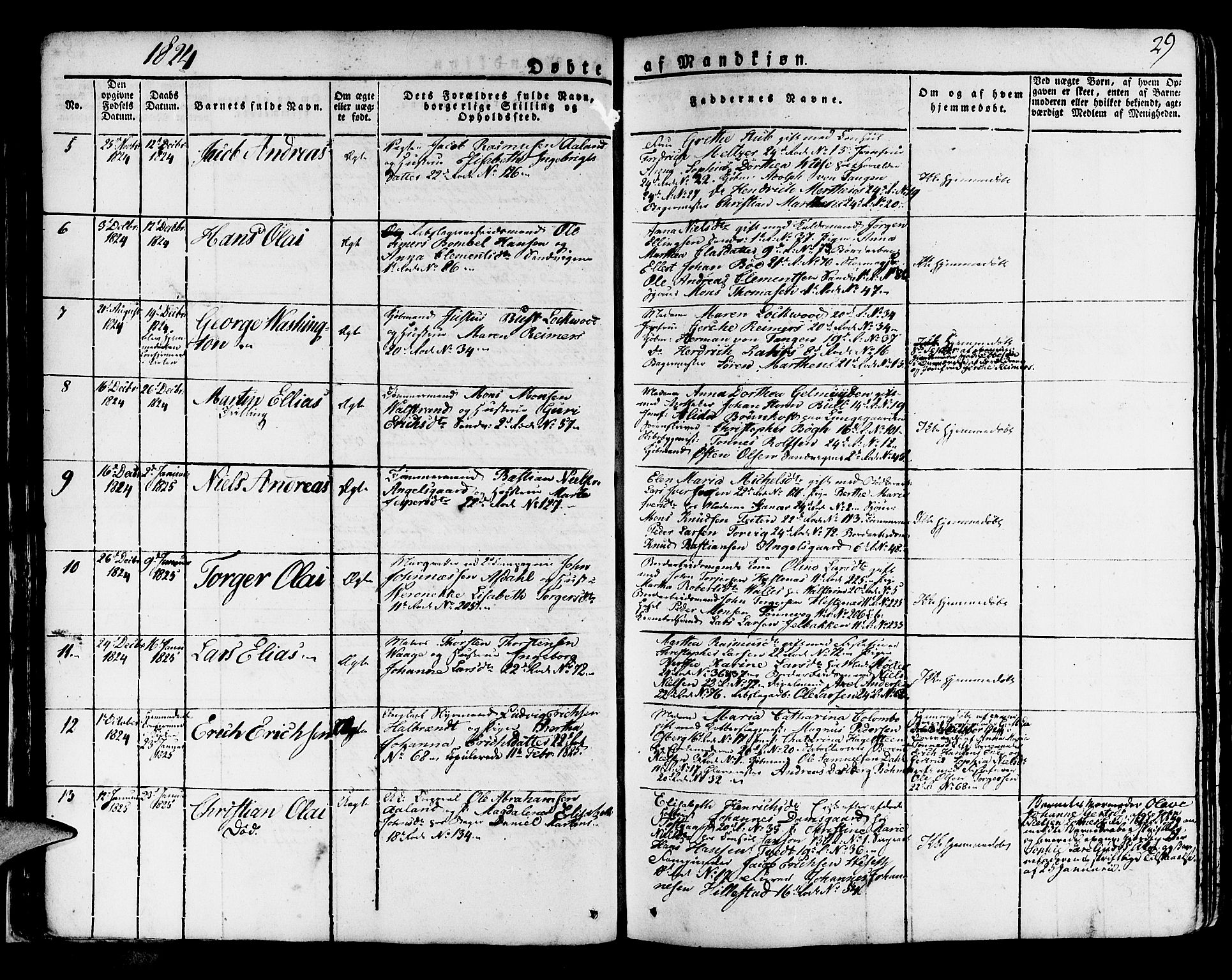 Korskirken sokneprestembete, SAB/A-76101/H/Haa/L0014: Parish register (official) no. A 14, 1823-1835, p. 29