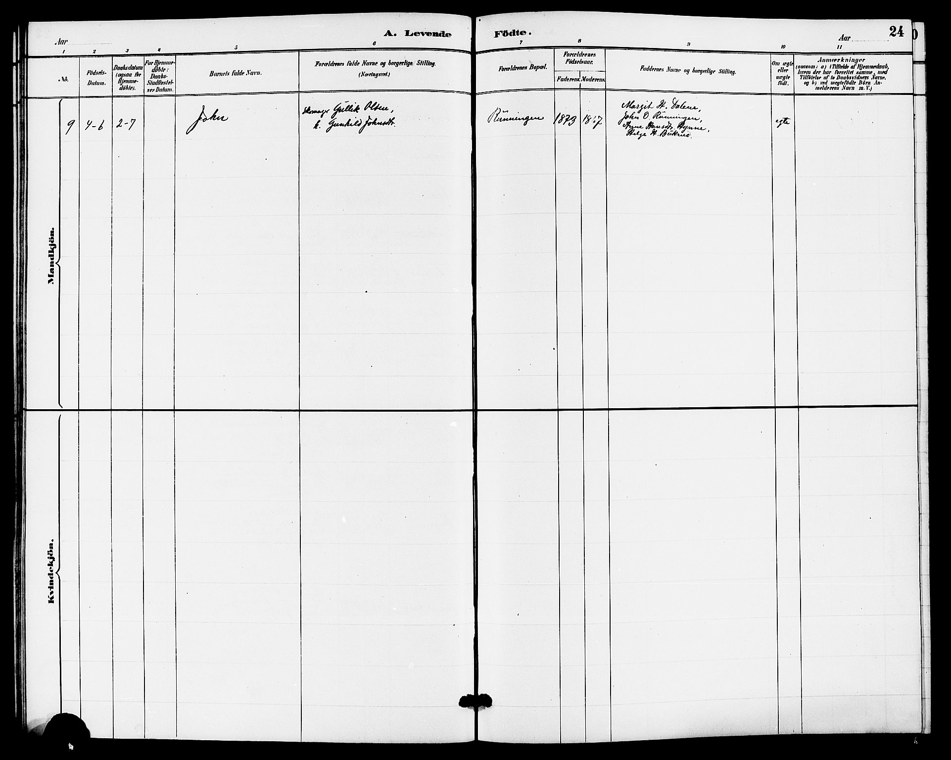Hjartdal kirkebøker, SAKO/A-270/G/Gb/L0003: Parish register (copy) no. II 3, 1884-1899, p. 24
