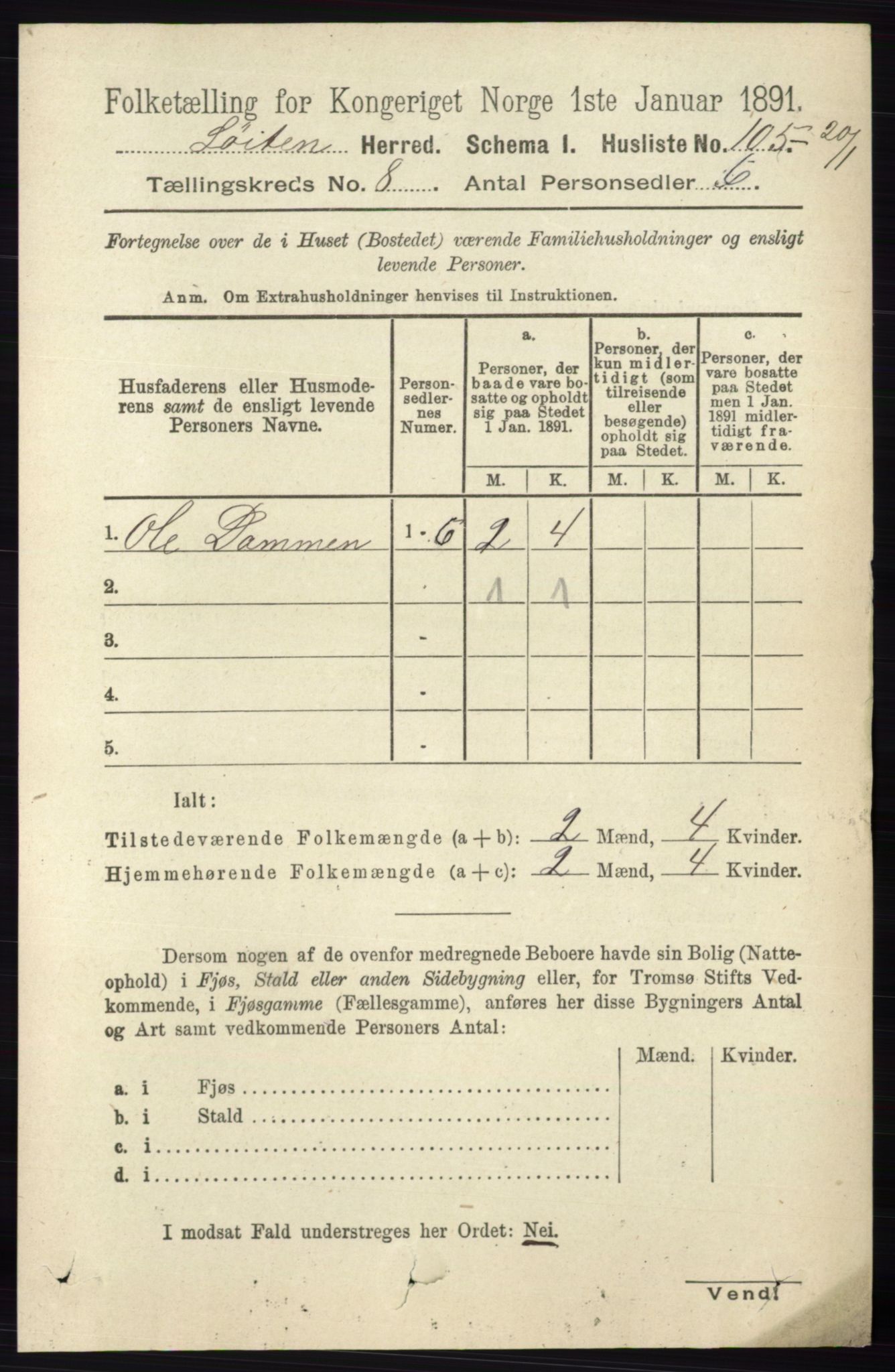 RA, 1891 census for 0415 Løten, 1891, p. 5297