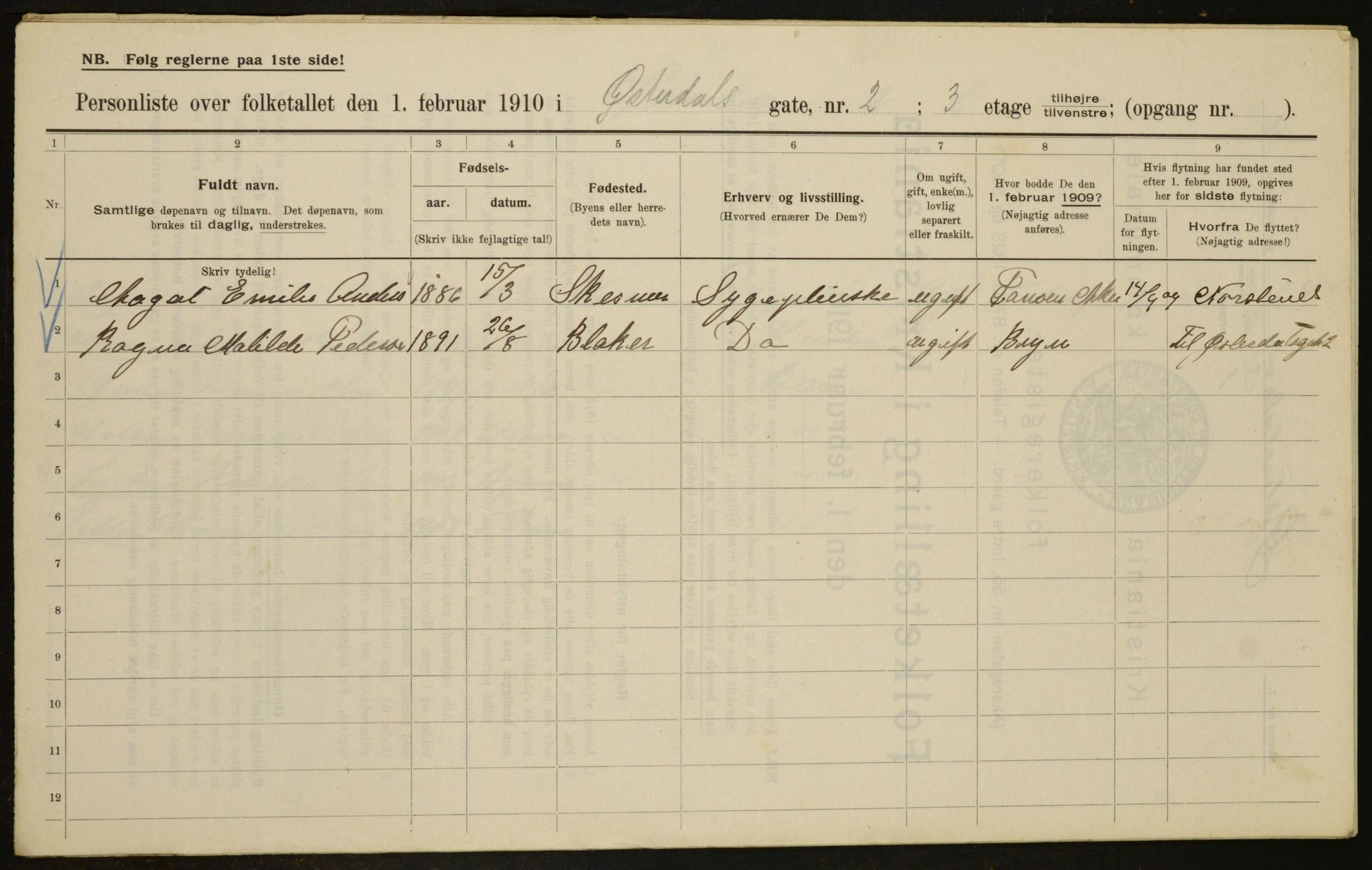 OBA, Municipal Census 1910 for Kristiania, 1910, p. 122249