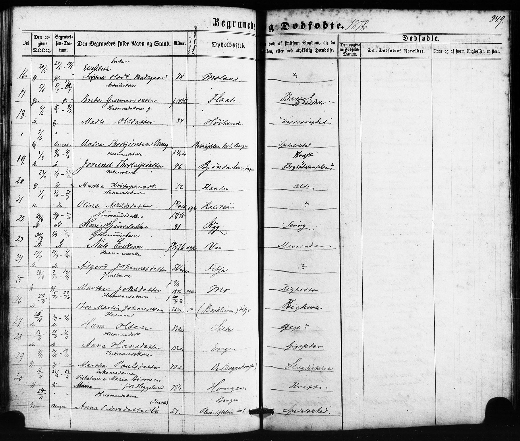 Etne sokneprestembete, AV/SAB-A-75001/H/Haa: Parish register (official) no. A 9, 1862-1878, p. 249