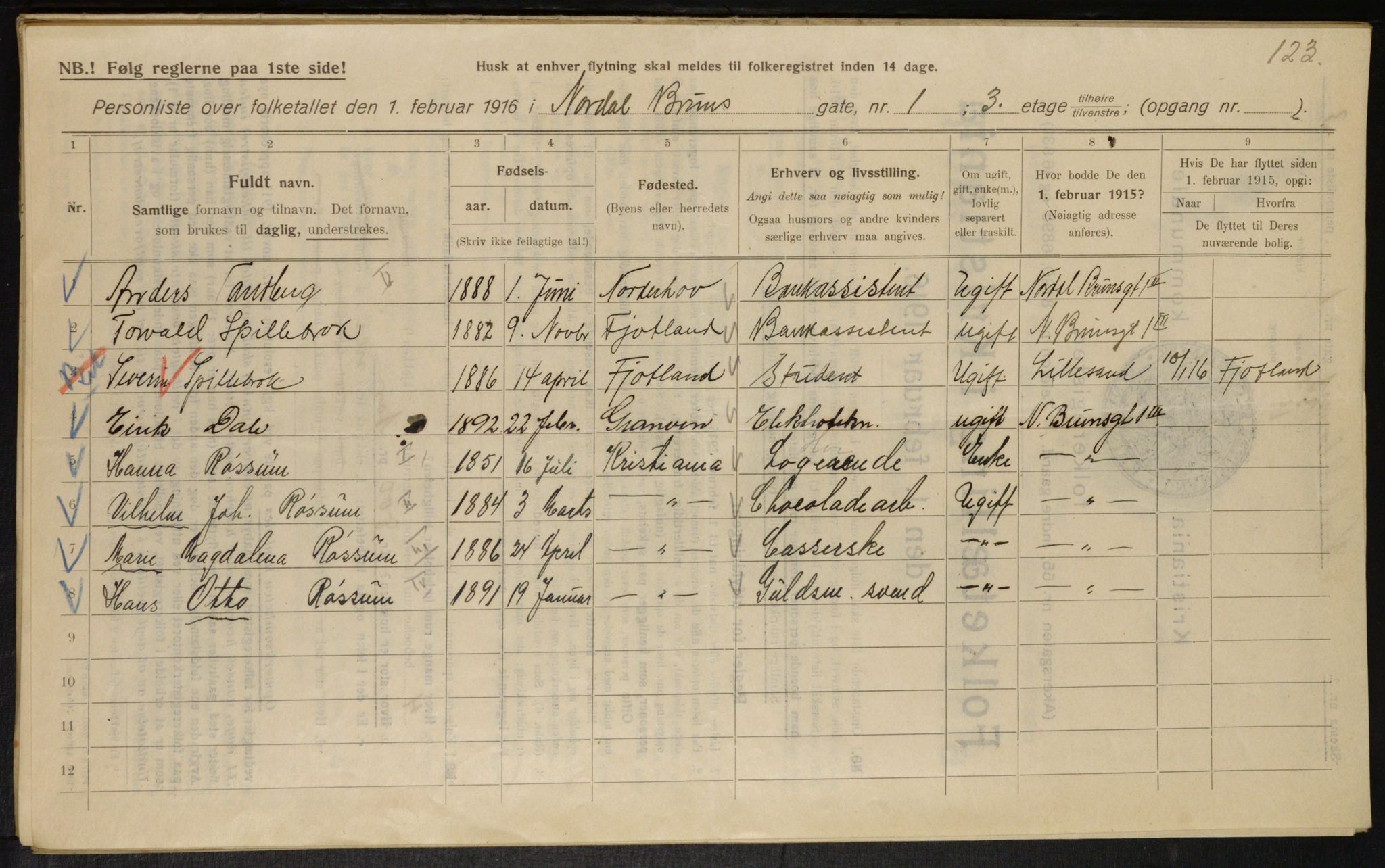 OBA, Municipal Census 1916 for Kristiania, 1916, p. 73908