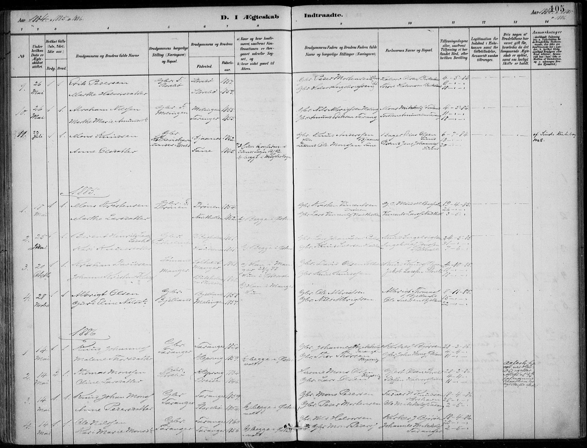Sund sokneprestembete, SAB/A-99930: Parish register (official) no. C  1, 1882-1899, p. 105