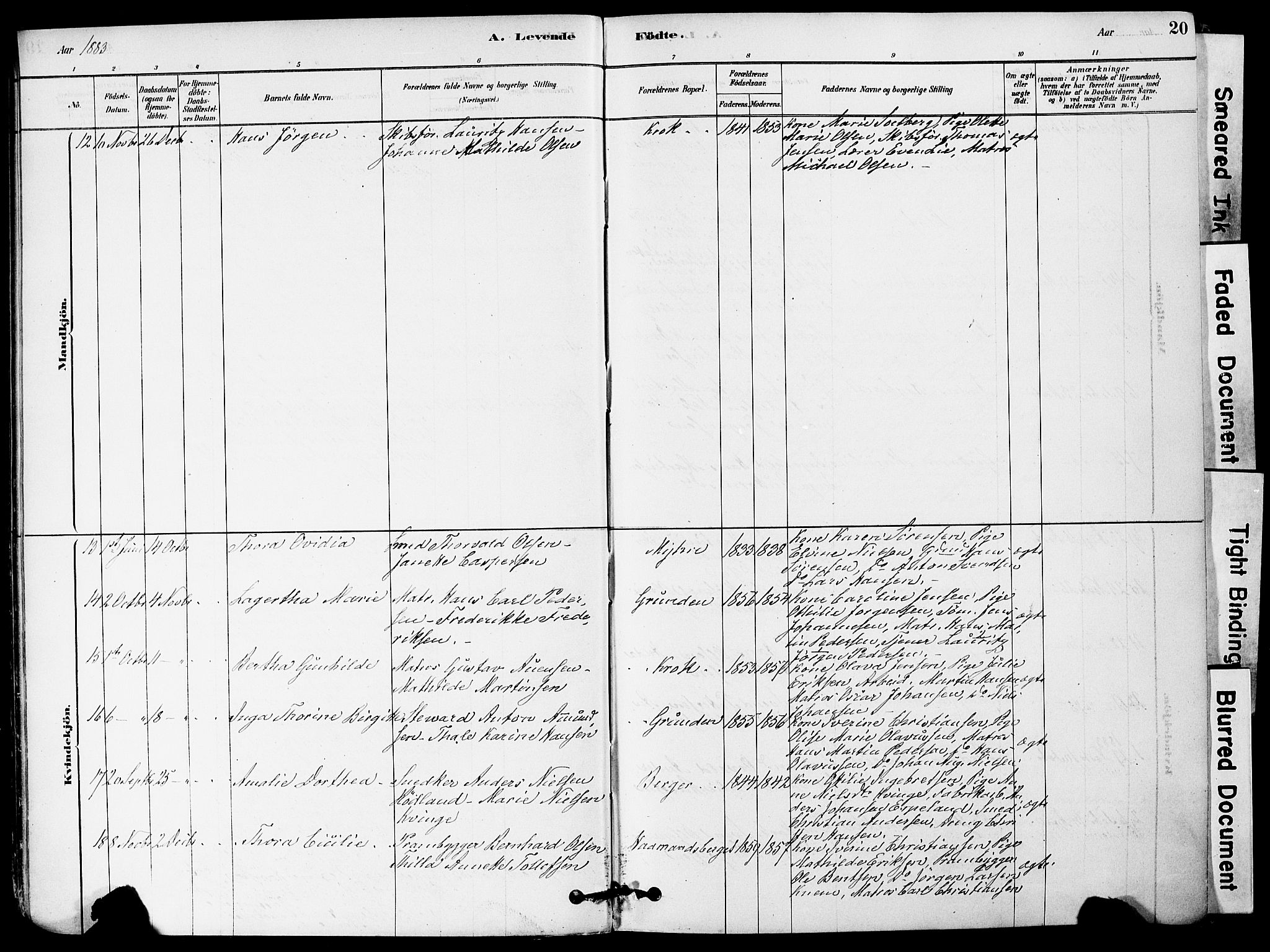 Strømm kirkebøker, AV/SAKO-A-322/F/Fa/L0004: Parish register (official) no. I 4, 1878-1899, p. 20