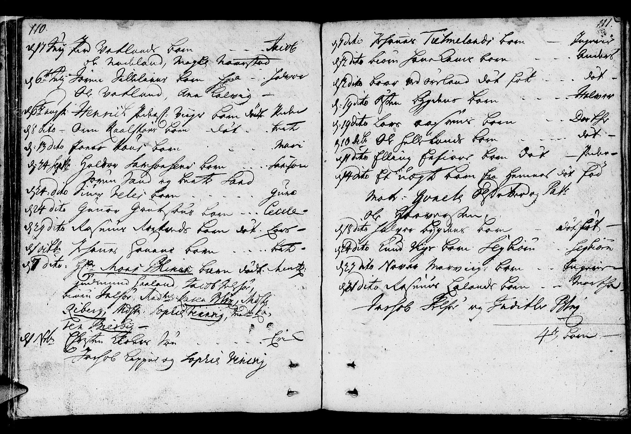 Jelsa sokneprestkontor, SAST/A-101842/01/IV: Parish register (official) no. A 1, 1695-1737, p. 110-111