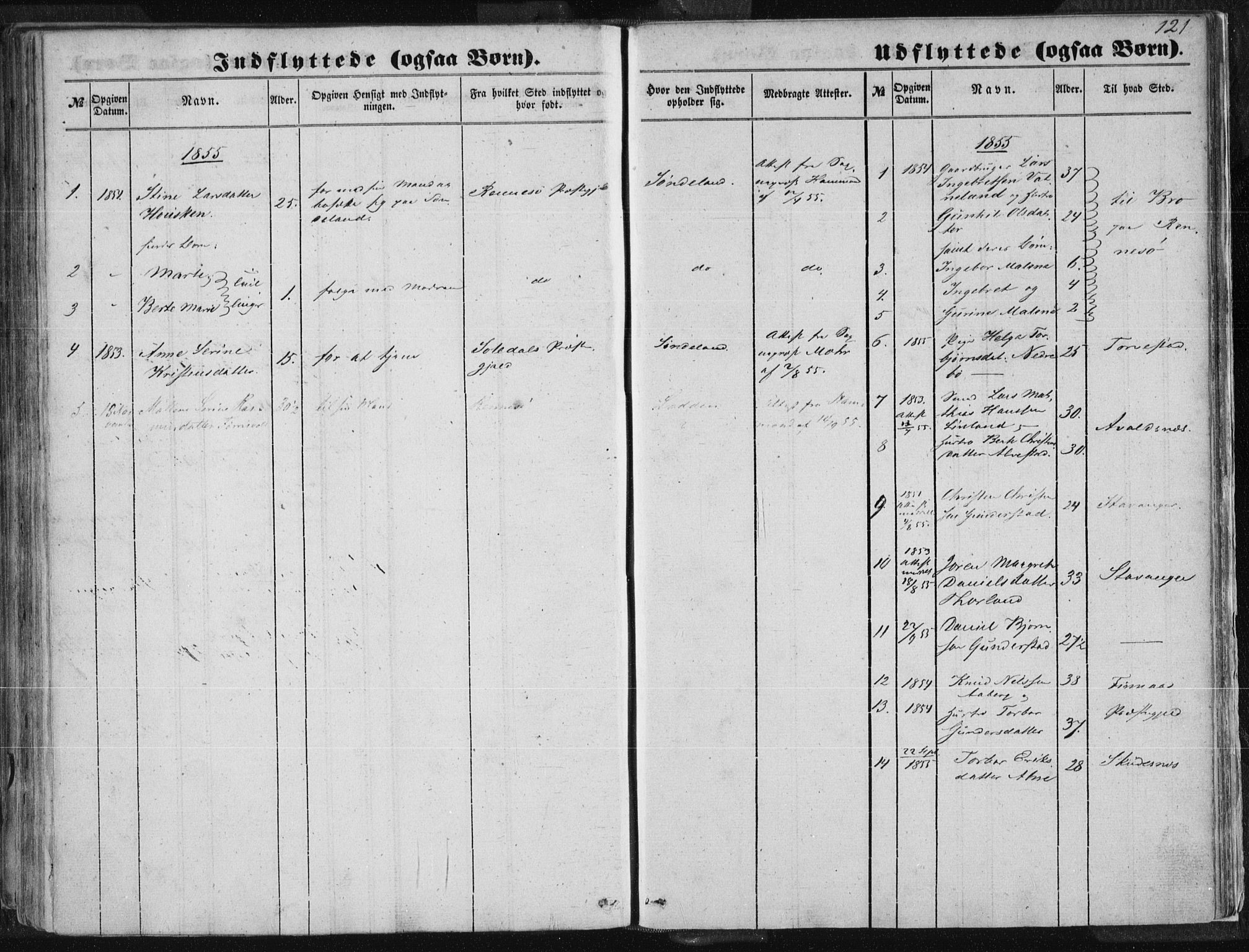 Tysvær sokneprestkontor, SAST/A -101864/H/Ha/Haa/L0002: Parish register (official) no. A 2, 1847-1856, p. 121