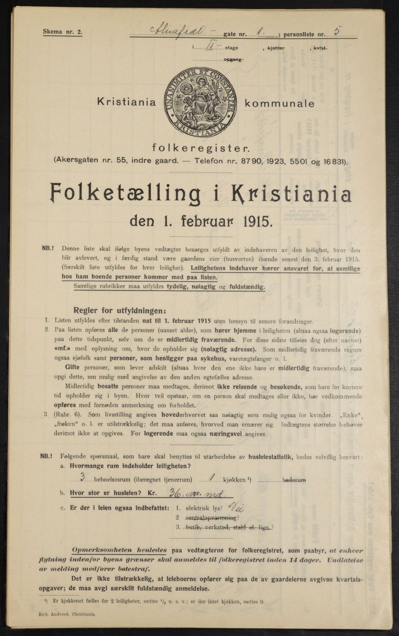 OBA, Municipal Census 1915 for Kristiania, 1915, p. 982