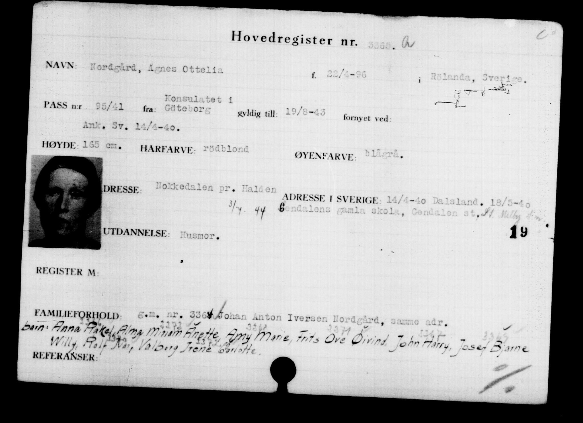 Utenriksstasjonene, Legasjonen i Stockholm, Flyktningkontoret, AV/RA-S-6753/V/Va/L0003: Kjesäterkartoteket, flyktninger med registreringsnr. 2001-3495, 1940-1945, p. 1857