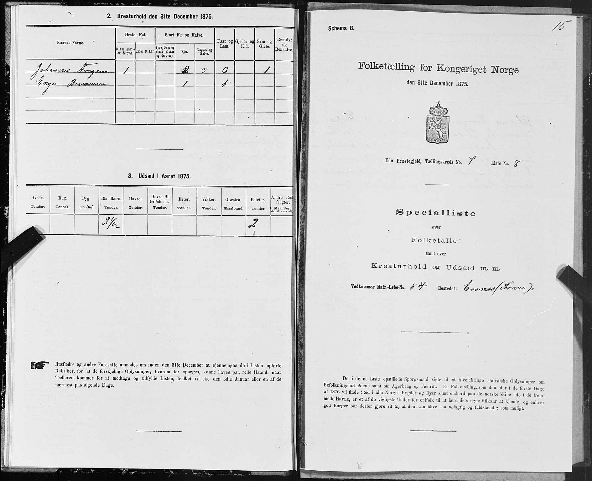 SAT, 1875 census for 1573P Edøy, 1875, p. 3015