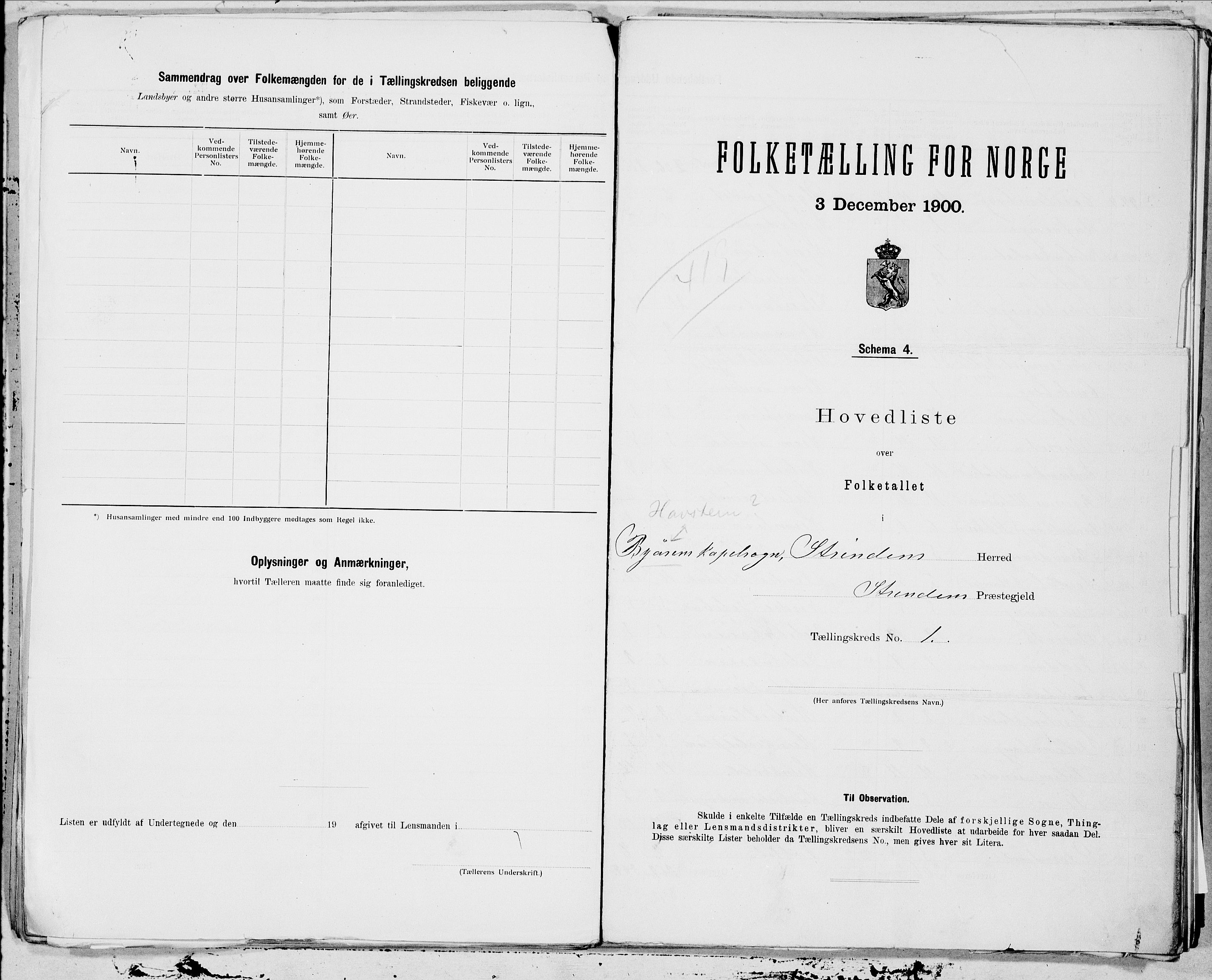 SAT, 1900 census for Strinda, 1900, p. 4