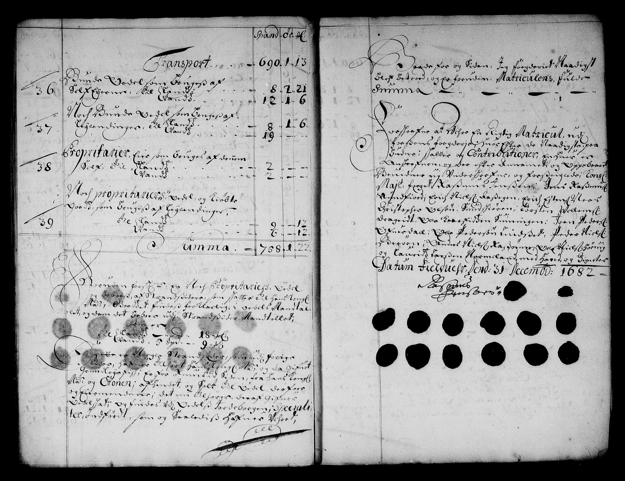 Rentekammeret inntil 1814, Reviderte regnskaper, Stiftamtstueregnskaper, Trondheim stiftamt og Nordland amt, RA/EA-6044/R/Rg/L0067: Trondheim stiftamt og Nordland amt, 1682