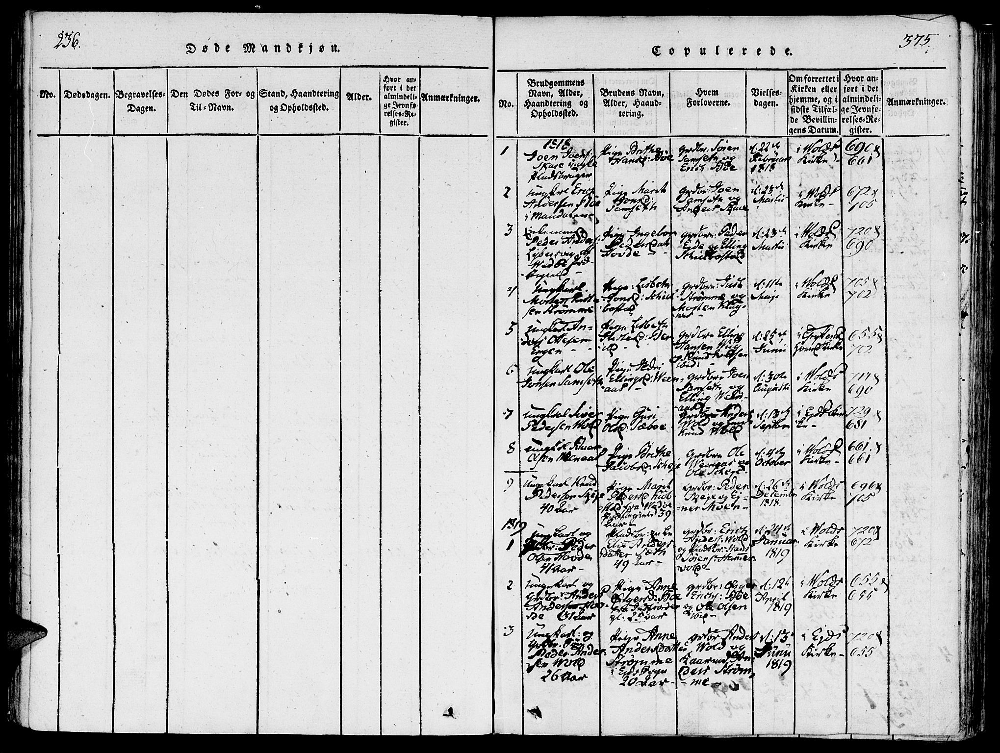 Ministerialprotokoller, klokkerbøker og fødselsregistre - Møre og Romsdal, SAT/A-1454/543/L0561: Parish register (official) no. 543A01, 1818-1853, p. 374-375