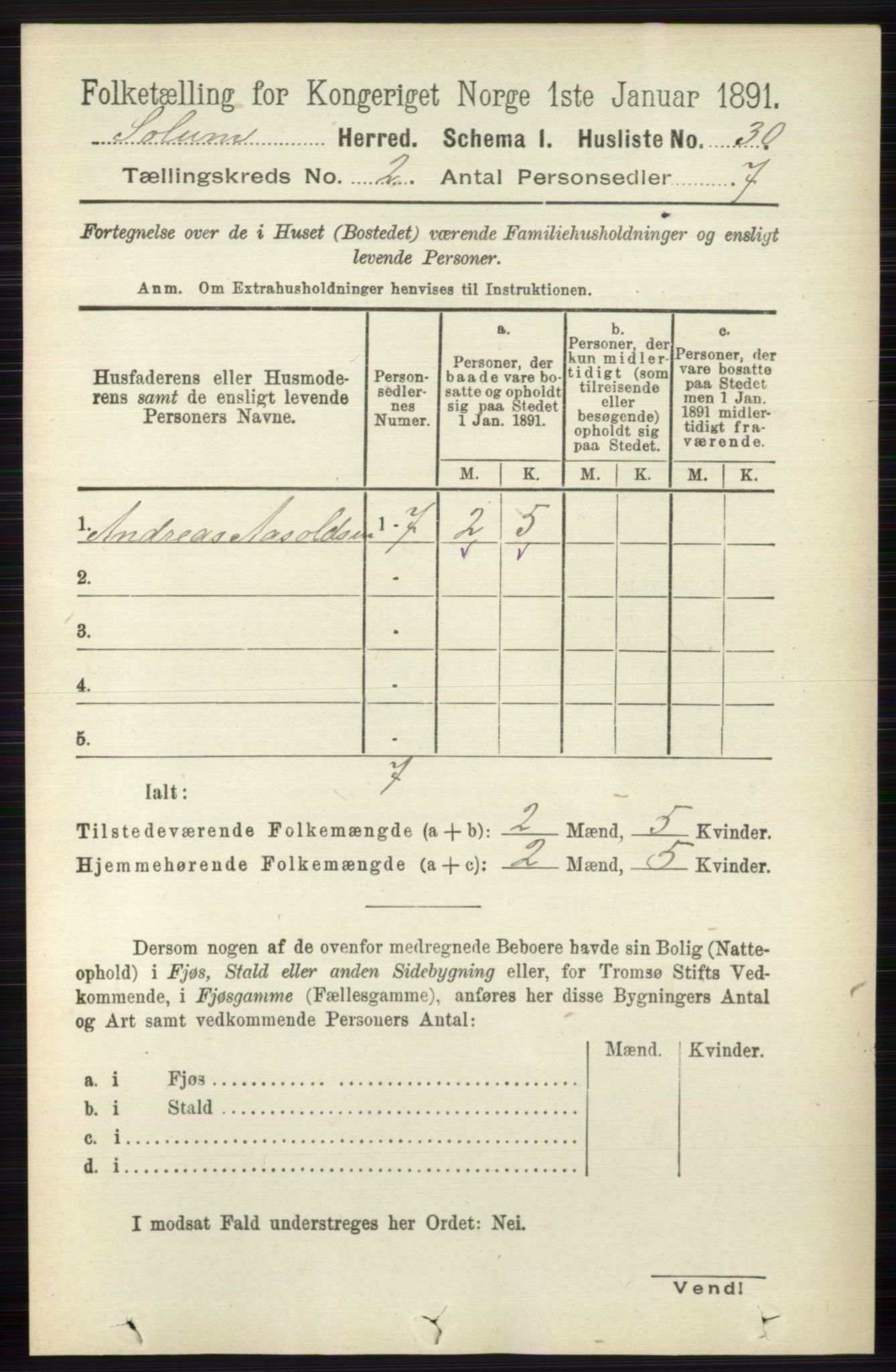 RA, 1891 census for 0818 Solum, 1891, p. 108