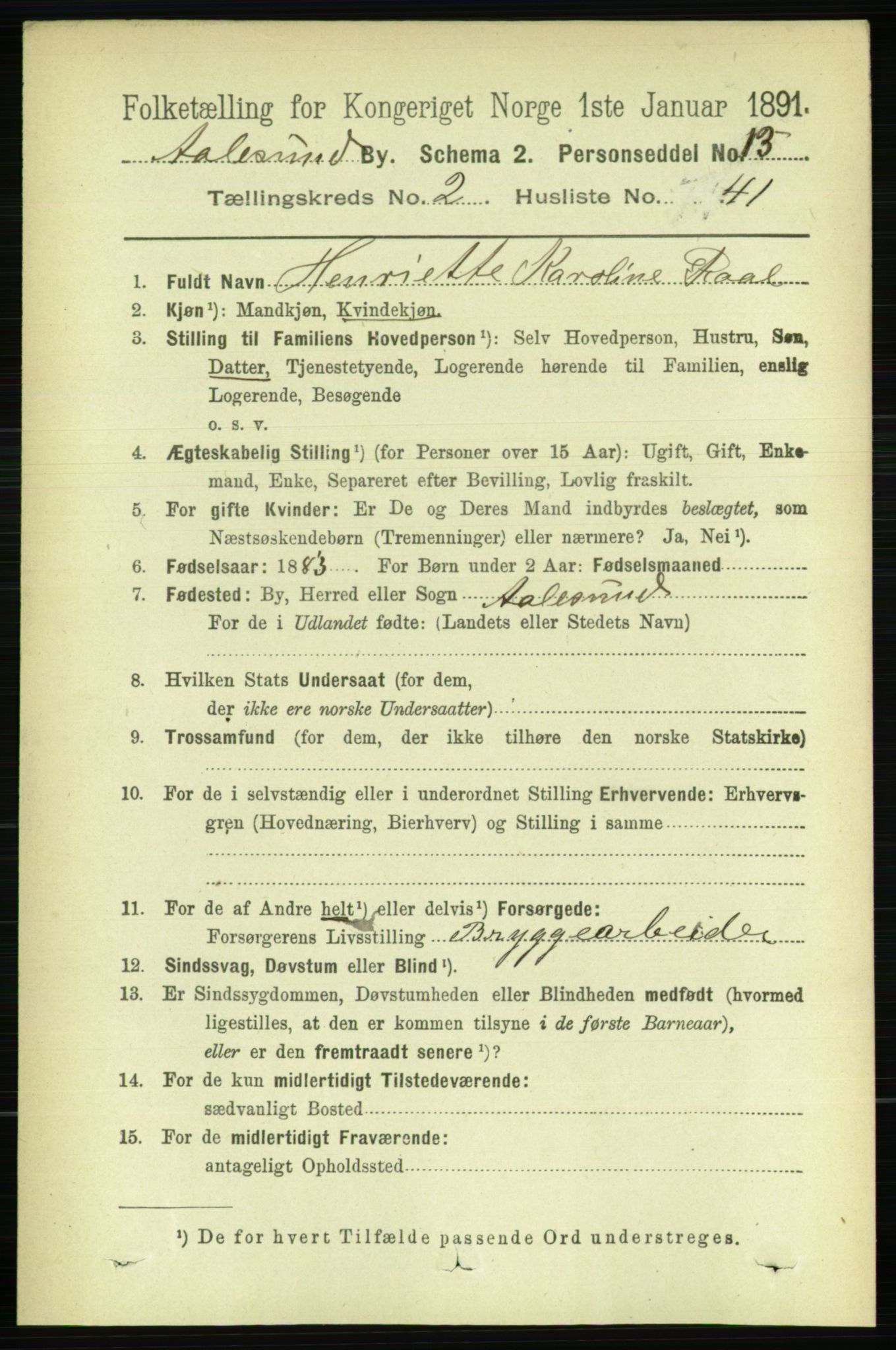 RA, 1891 census for 1501 Ålesund, 1891, p. 2261