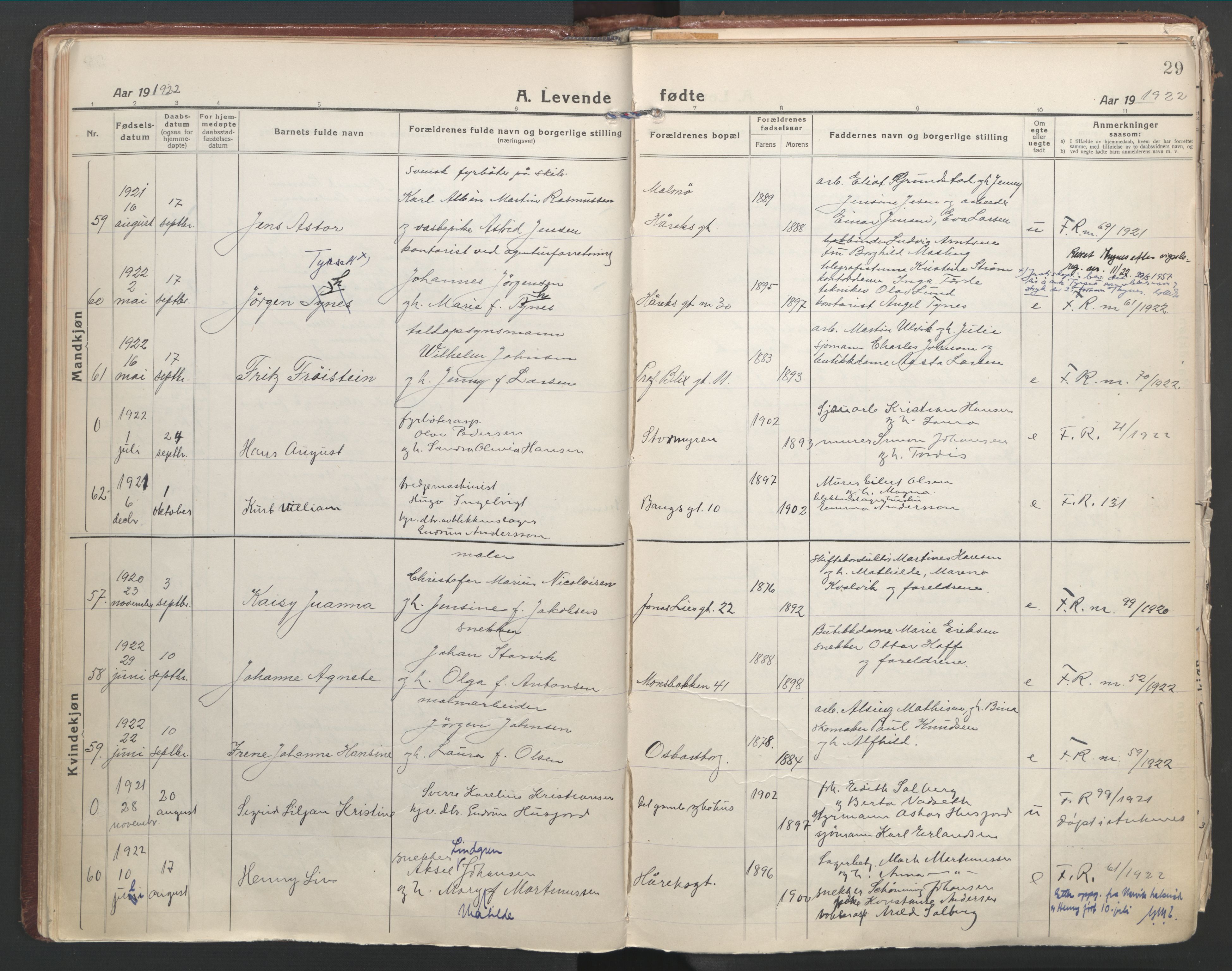 Ministerialprotokoller, klokkerbøker og fødselsregistre - Nordland, SAT/A-1459/871/L1003: Parish register (official) no. 871A19, 1921-1930, p. 29