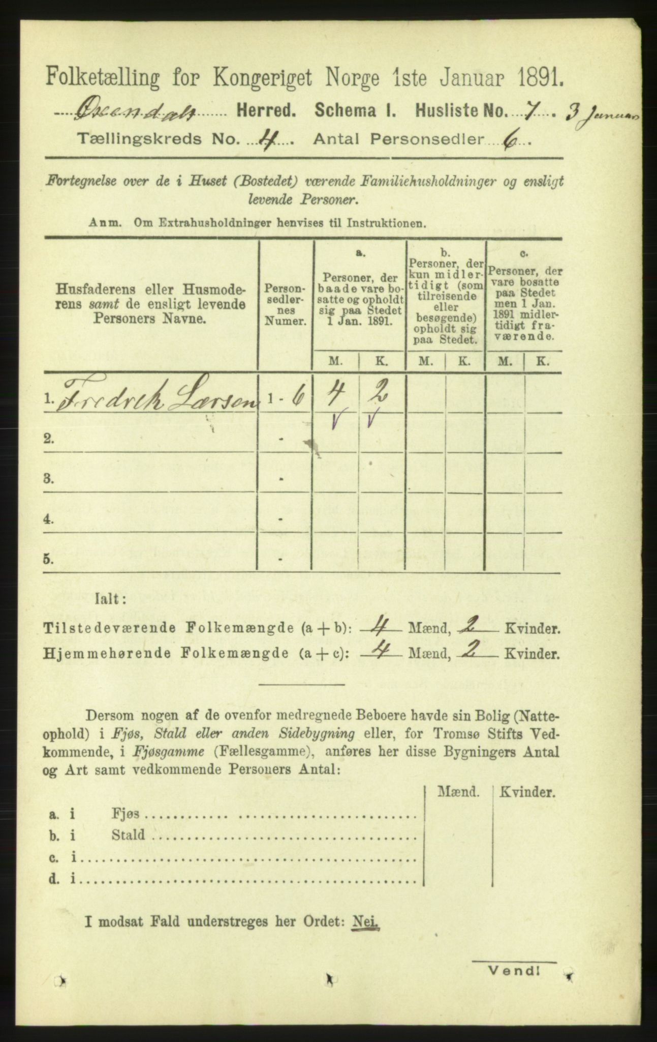 RA, 1891 census for 1561 Øksendal, 1891, p. 815