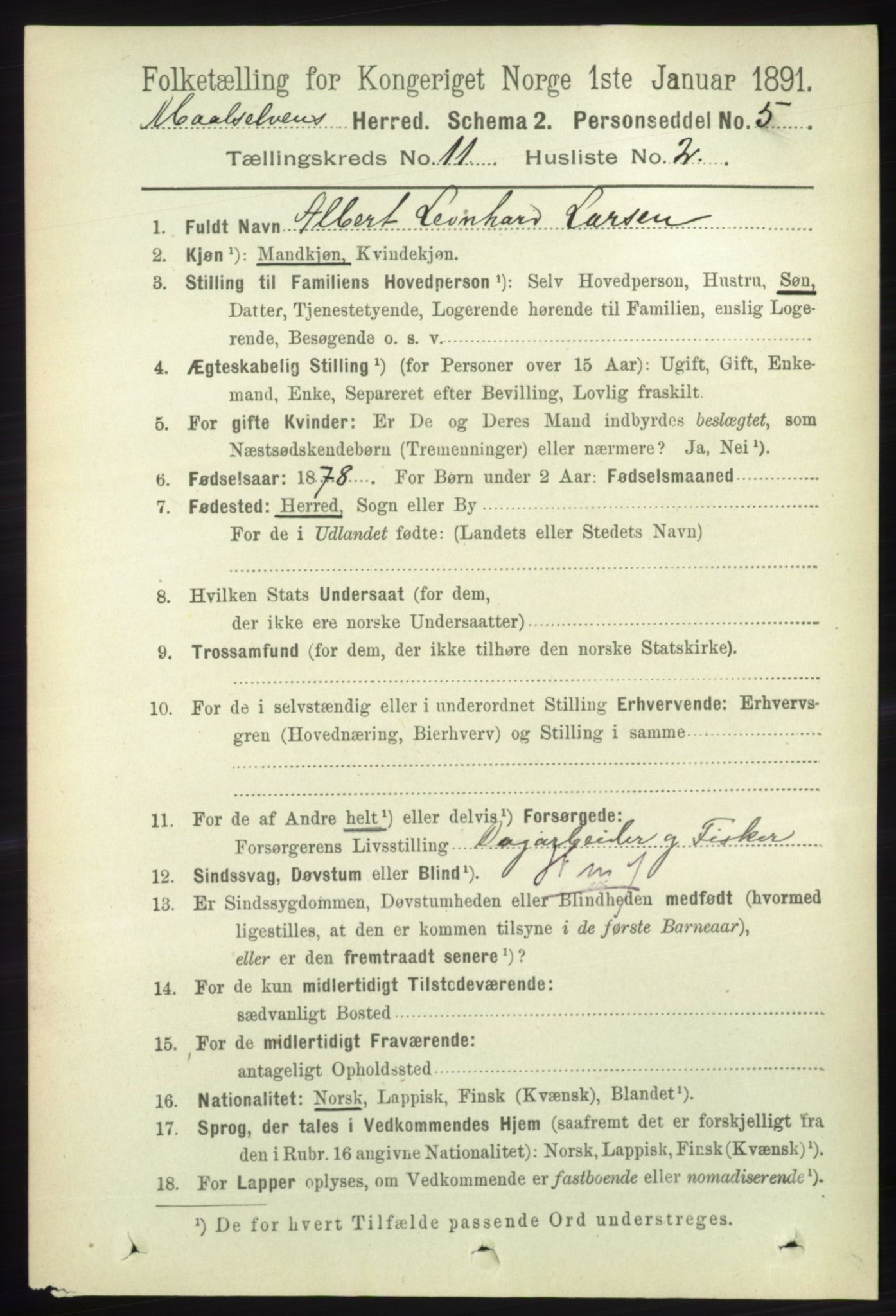 RA, 1891 census for 1924 Målselv, 1891, p. 3283