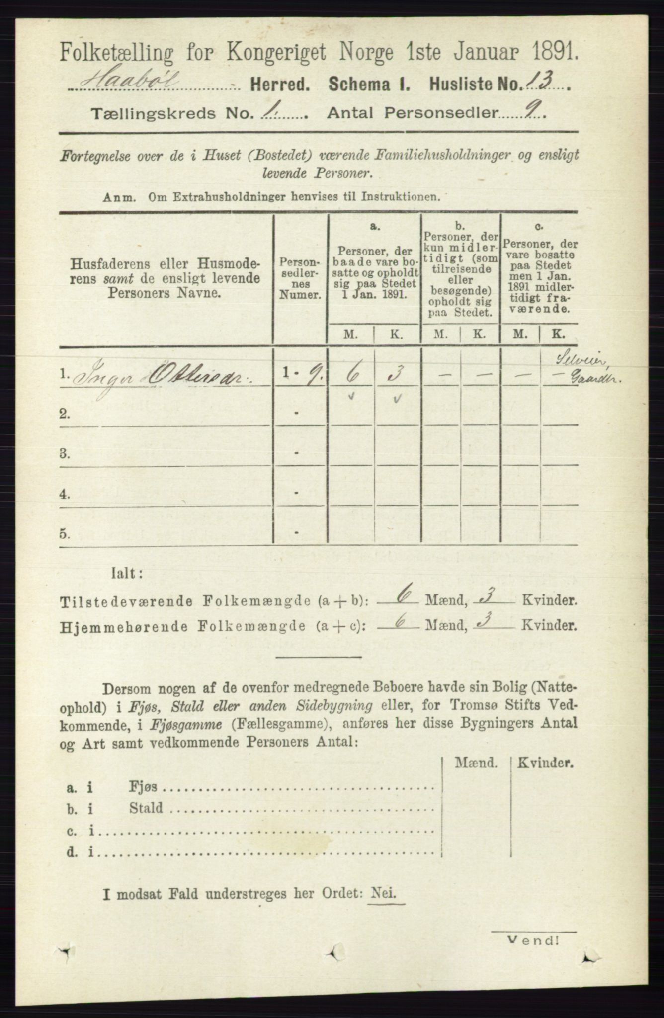 RA, 1891 census for 0138 Hobøl, 1891, p. 30