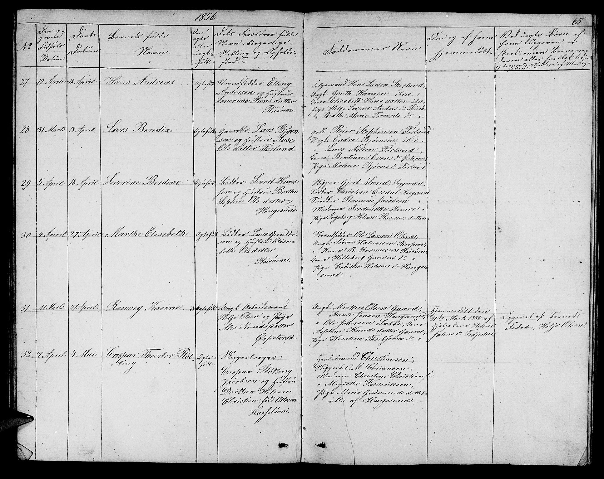 Torvastad sokneprestkontor, AV/SAST-A -101857/H/Ha/Hab/L0004: Parish register (copy) no. B 4, 1850-1864, p. 65