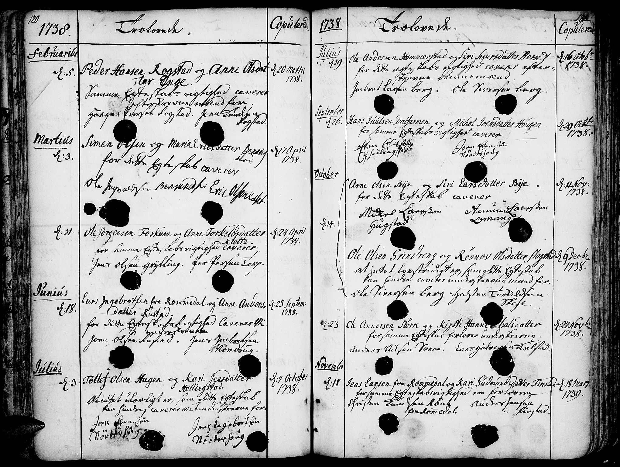 Løten prestekontor, AV/SAH-PREST-022/K/Ka/L0002: Parish register (official) no. 2, 1731-1772, p. 120-121