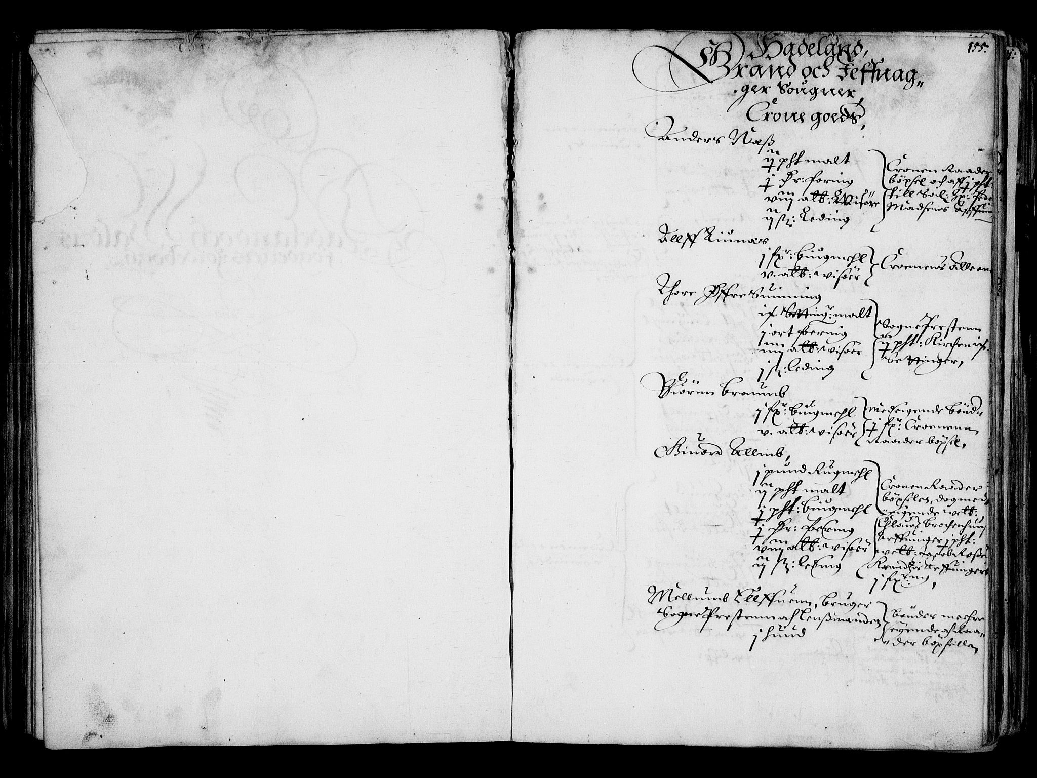 Rentekammeret inntil 1814, Realistisk ordnet avdeling, RA/EA-4070/N/Na/L0001: [XI f]: Akershus stifts jordebok, 1652, p. 154b-155a