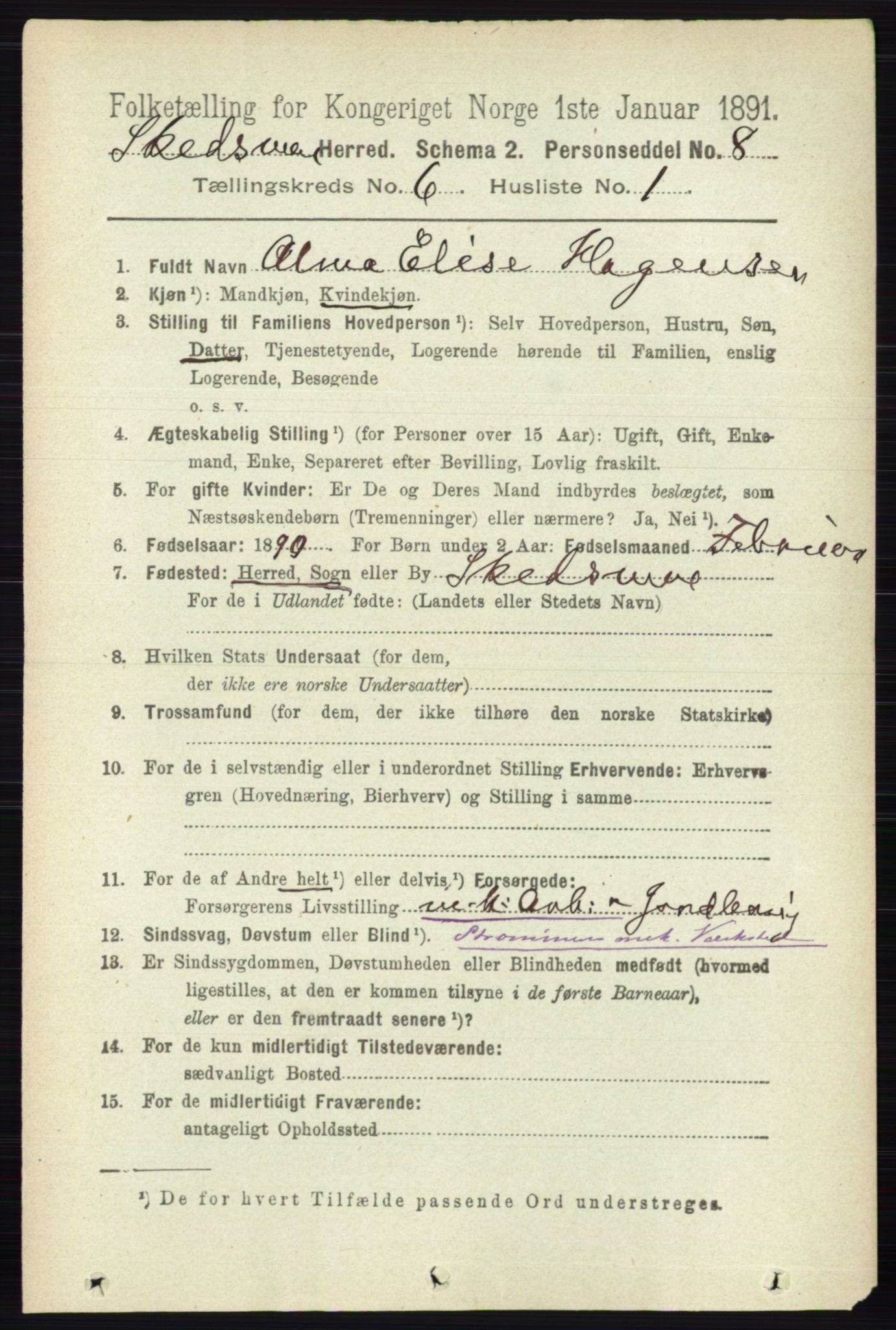 RA, 1891 census for 0231 Skedsmo, 1891, p. 2738