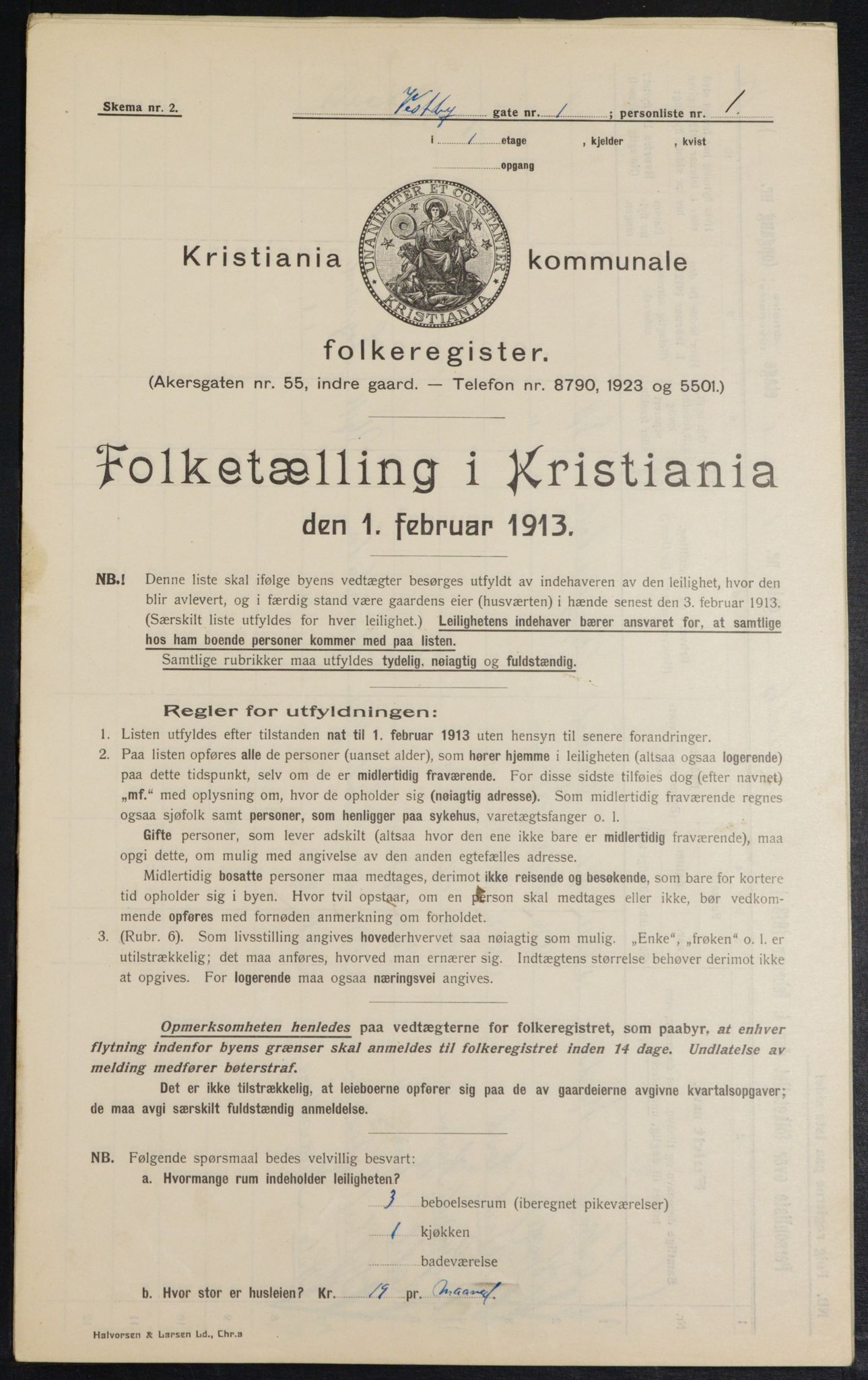 OBA, Municipal Census 1913 for Kristiania, 1913, p. 122168