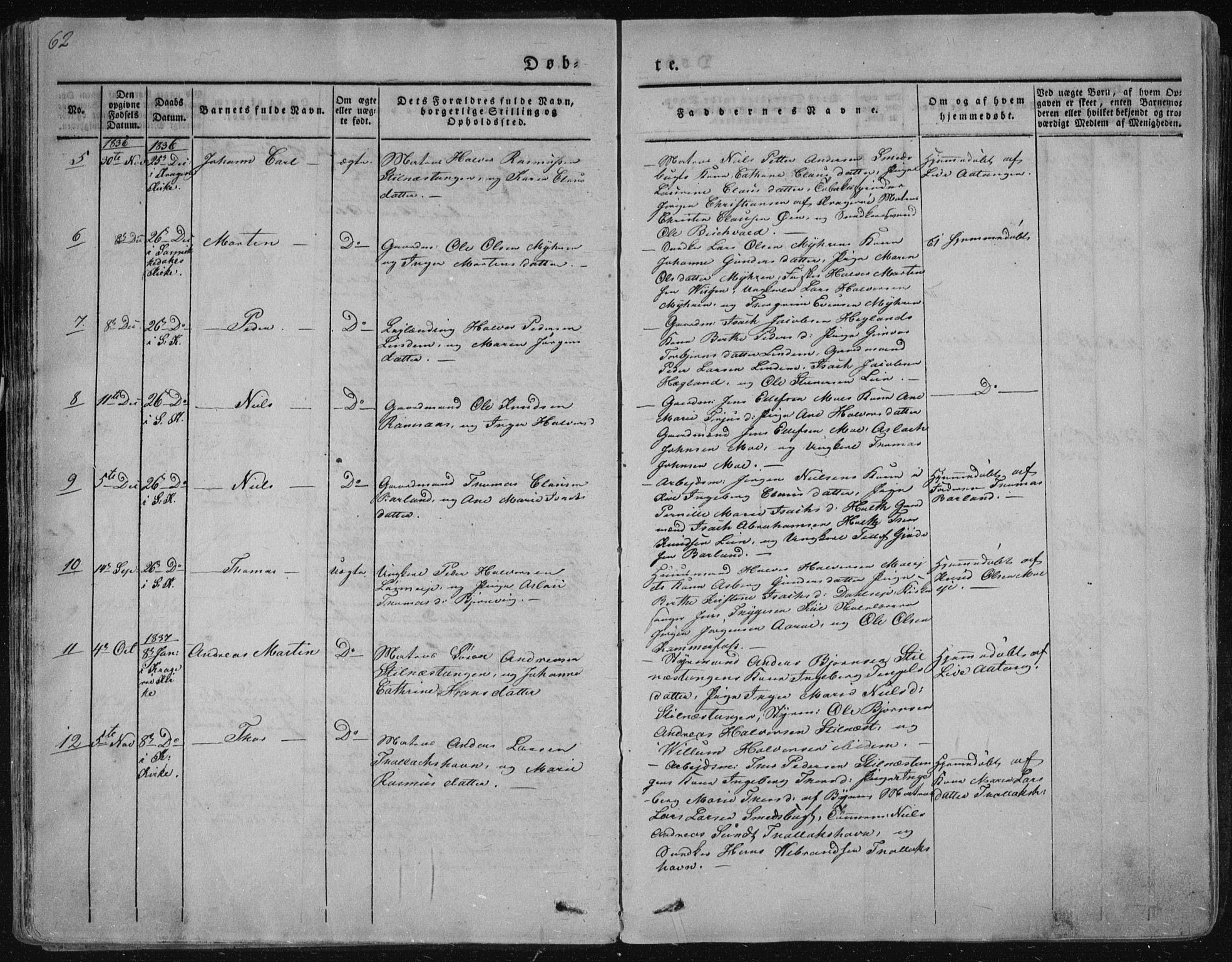 Sannidal kirkebøker, SAKO/A-296/F/Fa/L0006: Parish register (official) no. 6, 1831-1847, p. 62