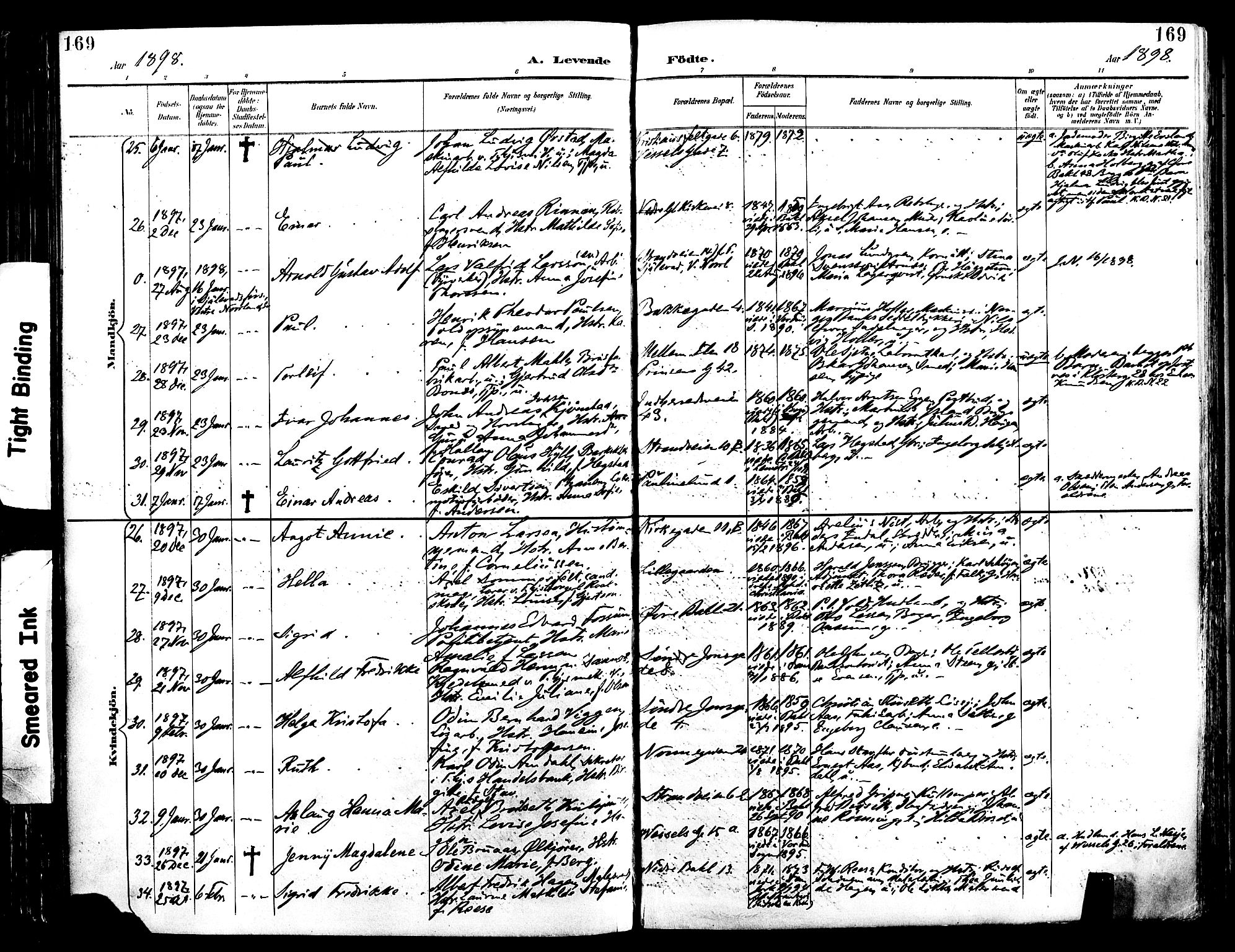 Ministerialprotokoller, klokkerbøker og fødselsregistre - Sør-Trøndelag, SAT/A-1456/604/L0197: Parish register (official) no. 604A18, 1893-1900, p. 169